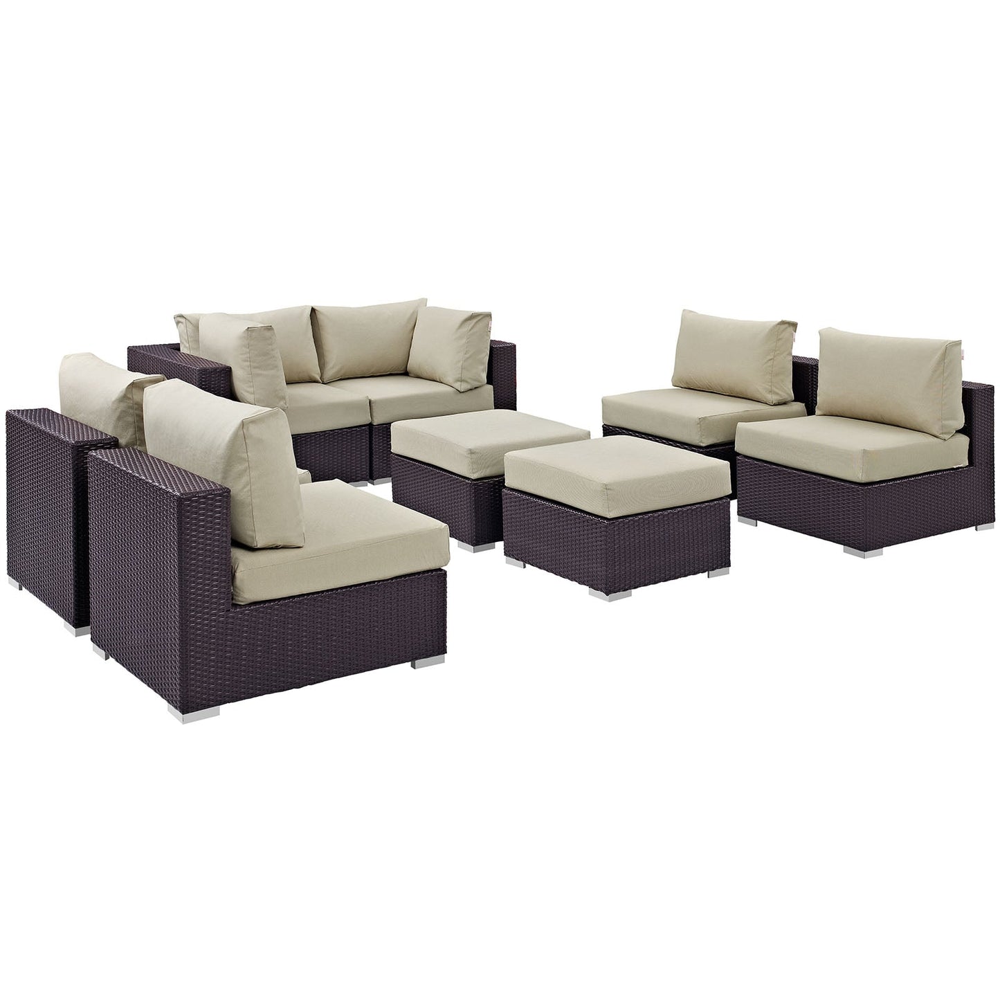 Modway Convene 8 Piece Outdoor Patio Sectional Set - EEI-2204 | Outdoor Sofas, Loveseats & Sectionals |