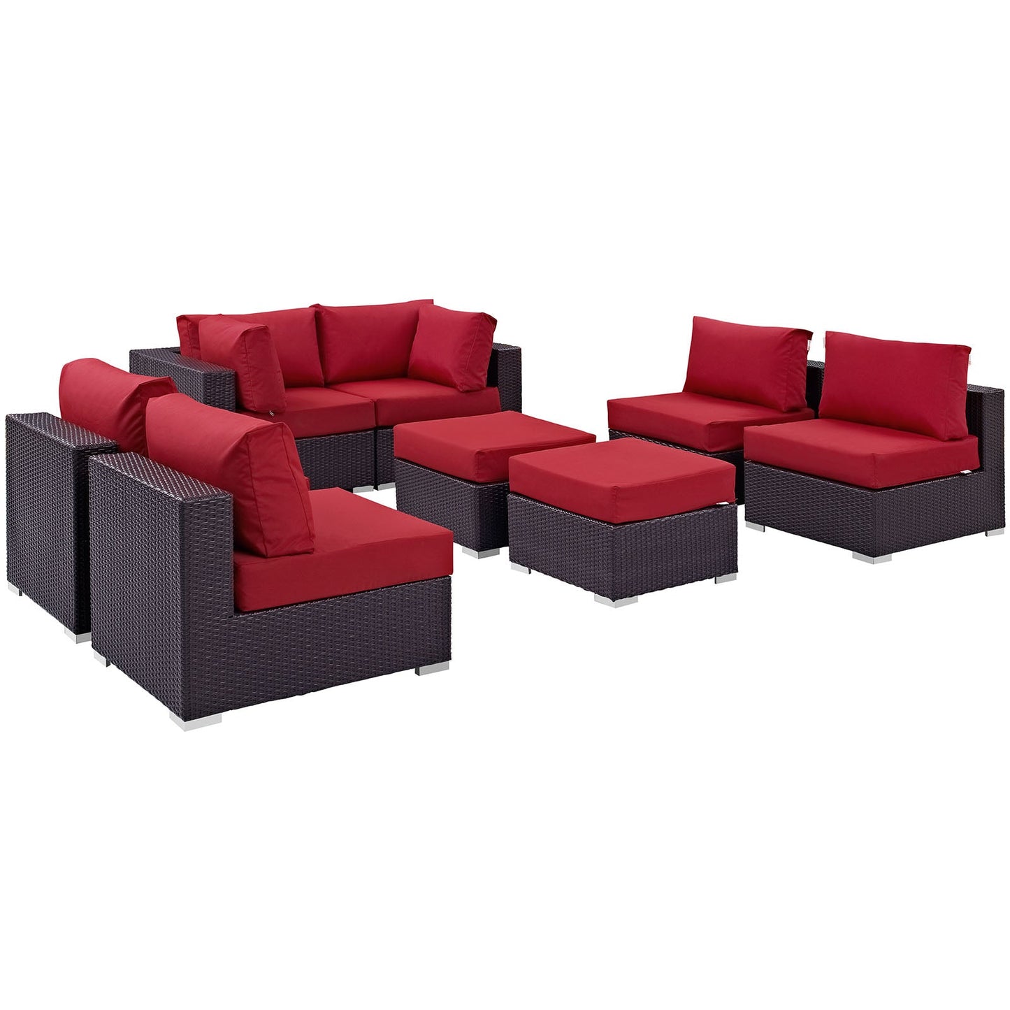 Modway Convene 8 Piece Outdoor Patio Sectional Set - EEI-2204 | Outdoor Sofas, Loveseats & Sectionals |