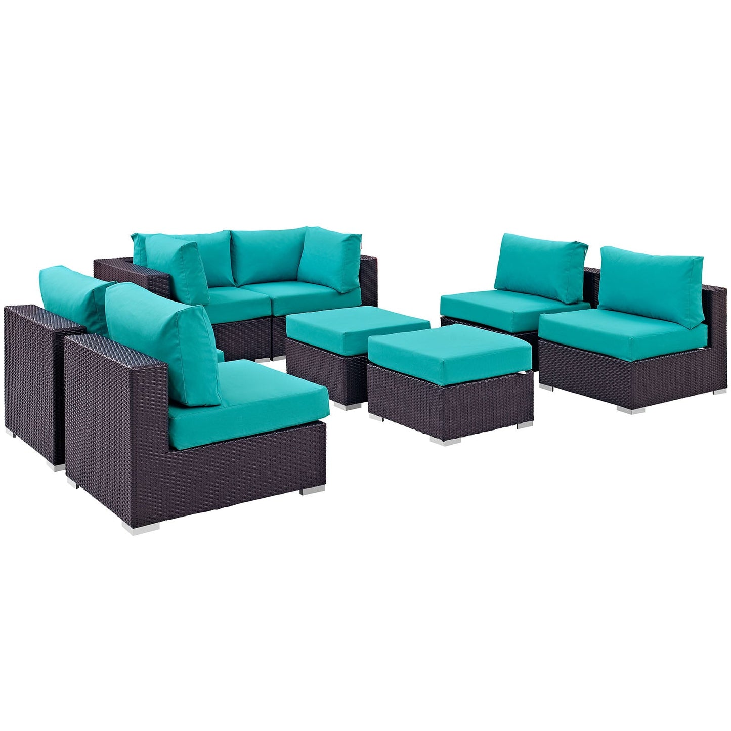 Modway Convene 8 Piece Outdoor Patio Sectional Set - EEI-2204 | Outdoor Sofas, Loveseats & Sectionals |