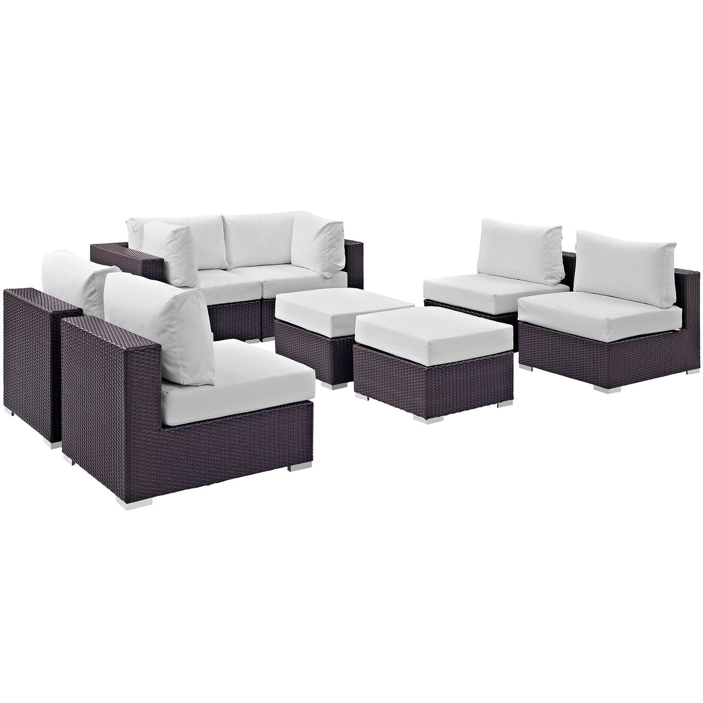 Modway Convene 8 Piece Outdoor Patio Sectional Set - EEI-2204 | Outdoor Sofas, Loveseats & Sectionals |