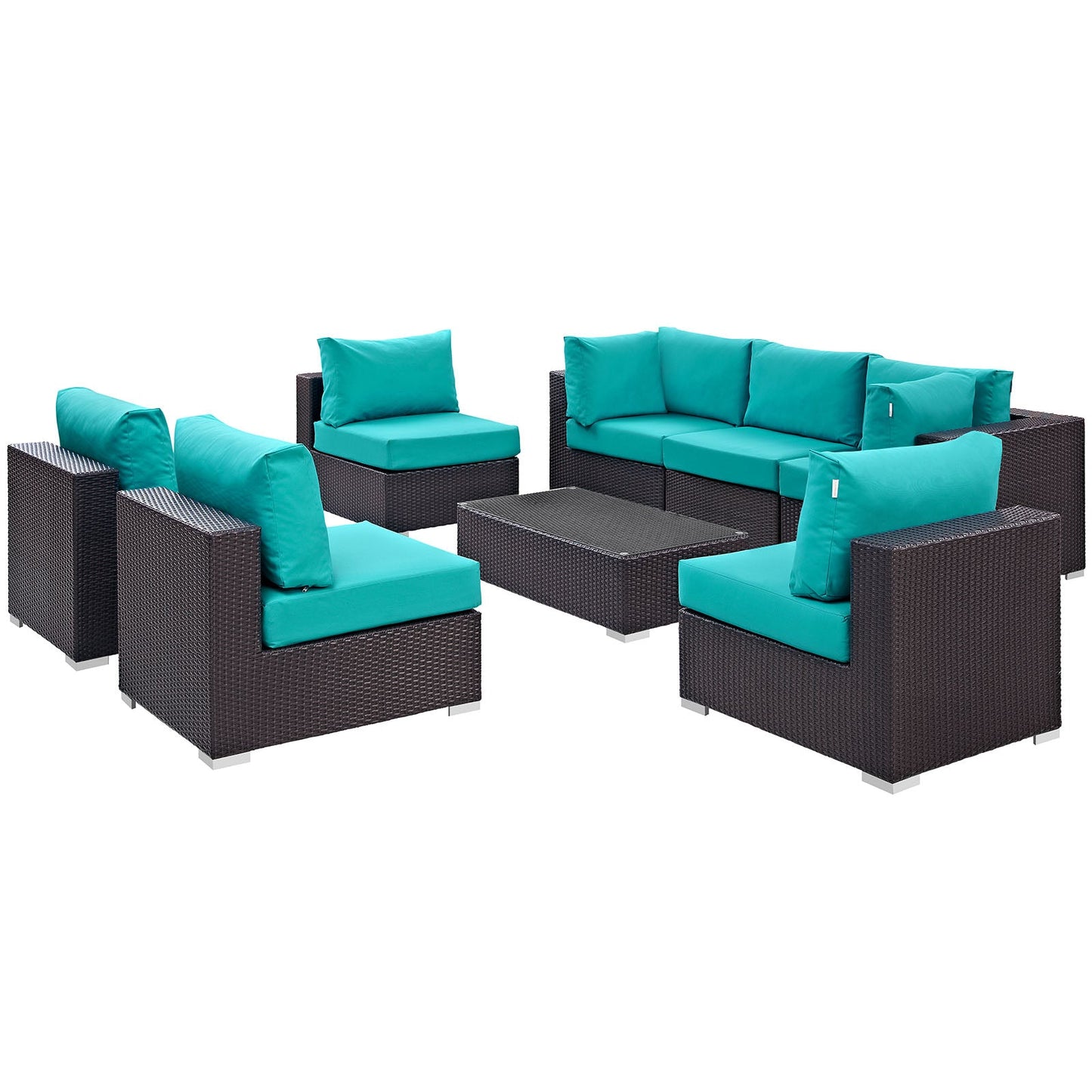 Modway Convene 8 Piece Outdoor Patio Sectional Set - EEI-2205 | Outdoor Sofas, Loveseats & Sectionals |
