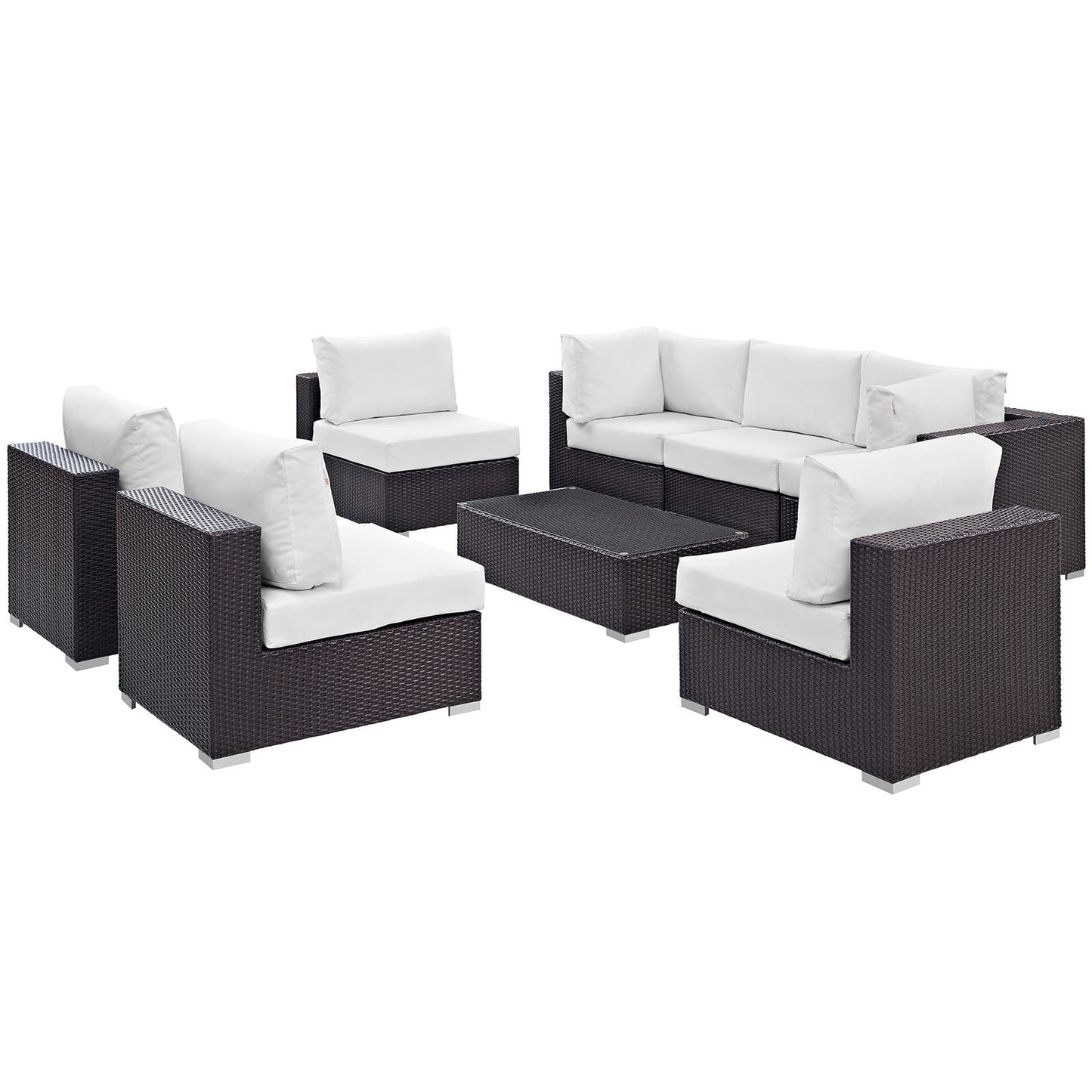 Modway Convene 8 Piece Outdoor Patio Sectional Set - EEI-2205 | Outdoor Sofas, Loveseats & Sectionals |