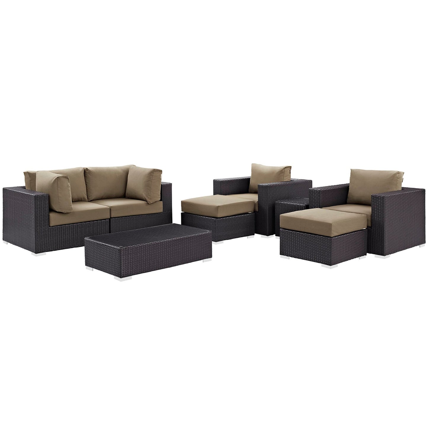 Modway Convene 8 Piece Outdoor Patio Sectional Set - EEI-2206 | Outdoor Sofas, Loveseats & Sectionals |