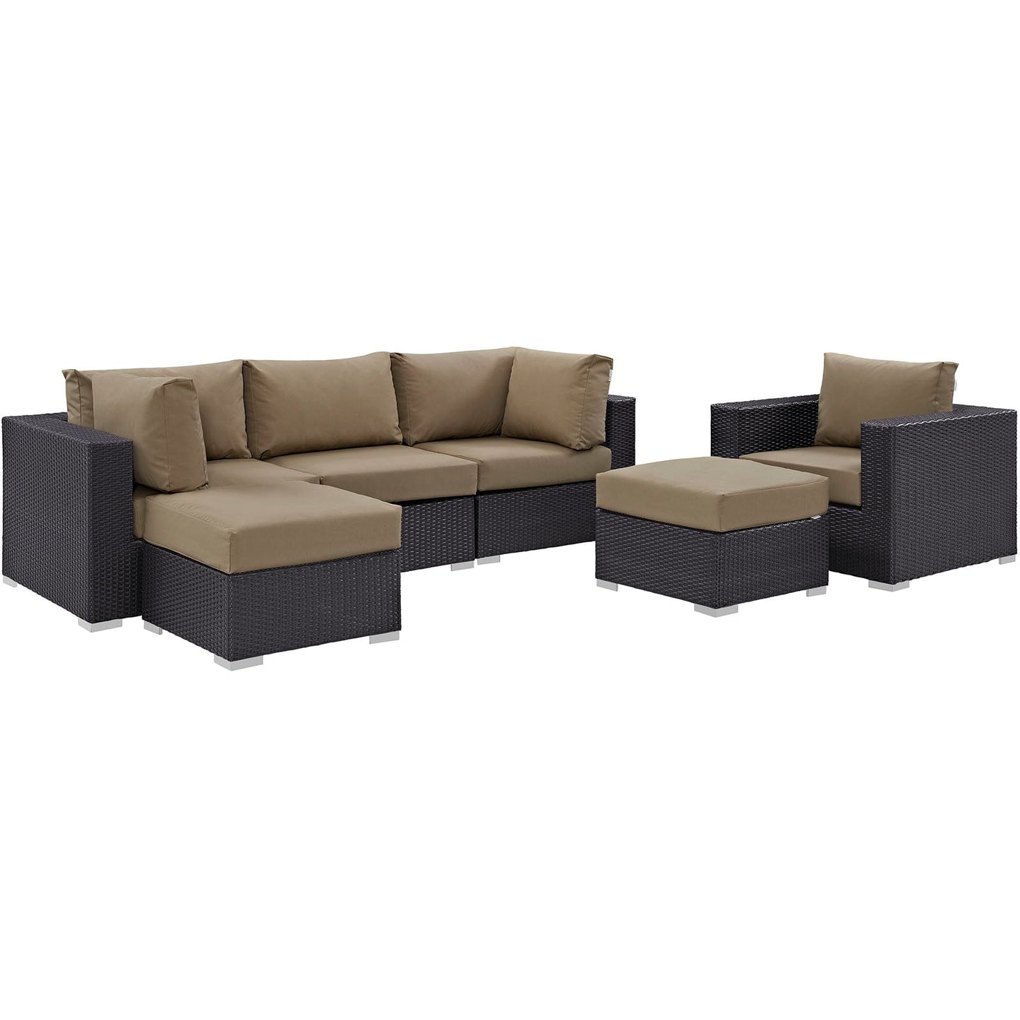 Modway Convene 6 Piece Outdoor Patio Sectional Set - EEI-2207 | Outdoor Sofas, Loveseats & Sectionals |
