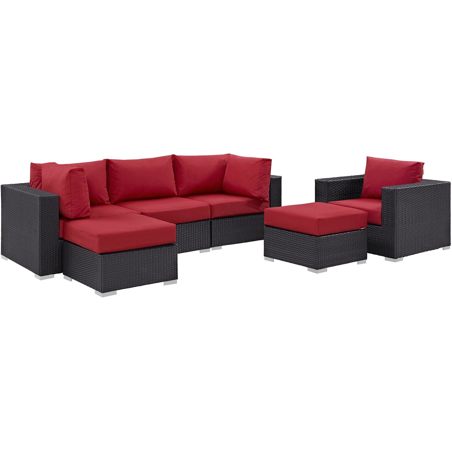 Modway Convene 6 Piece Outdoor Patio Sectional Set - EEI-2207 | Outdoor Sofas, Loveseats & Sectionals |