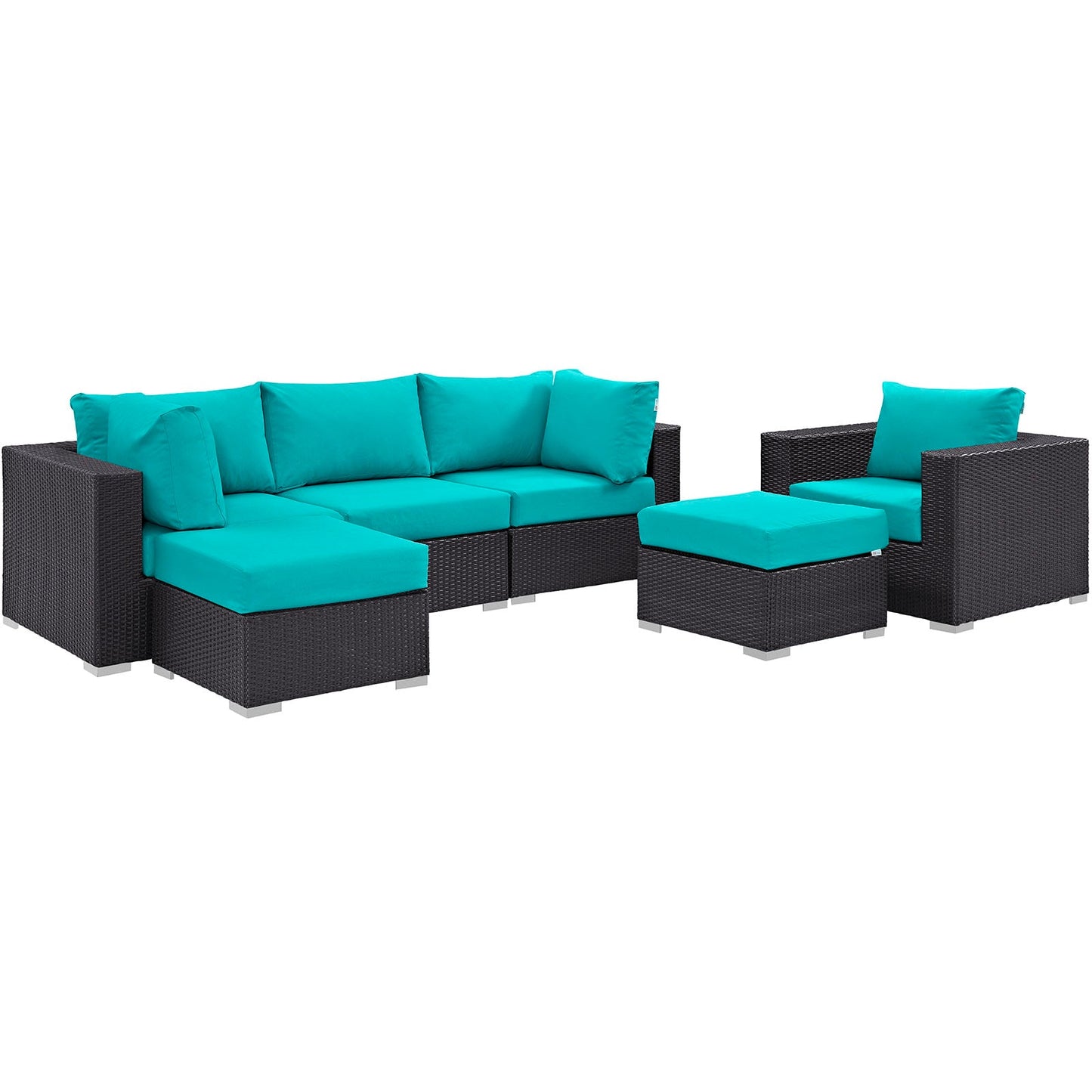 Modway Convene 6 Piece Outdoor Patio Sectional Set - EEI-2207 | Outdoor Sofas, Loveseats & Sectionals |