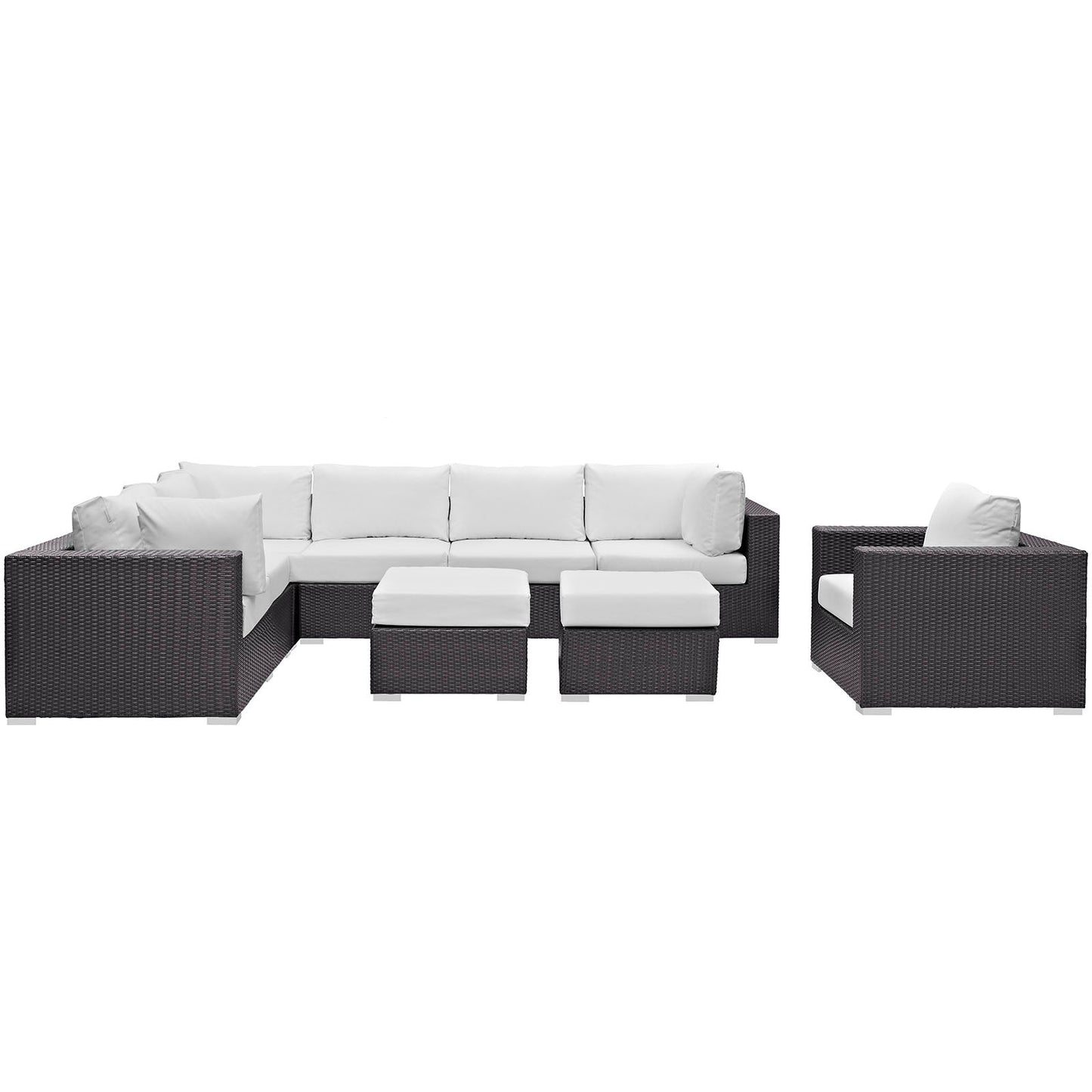 Modway Convene 9 Piece Outdoor Patio Sectional Set | Outdoor Sofas, Loveseats & Sectionals |
