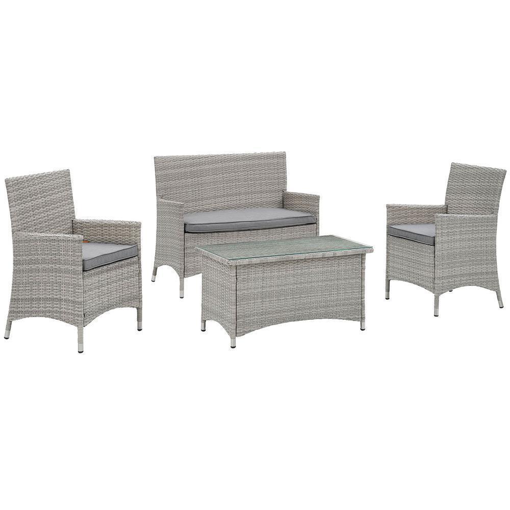 Modway Bridge 4 Piece Outdoor Patio Rattan Conversation Set | Outdoor Sofas, Loveseats & Sectionals |