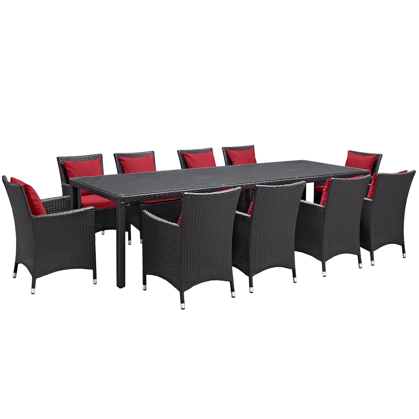 Modway Convene 11 Piece Outdoor Patio 114" Dining Set | Outdoor Dining Set |