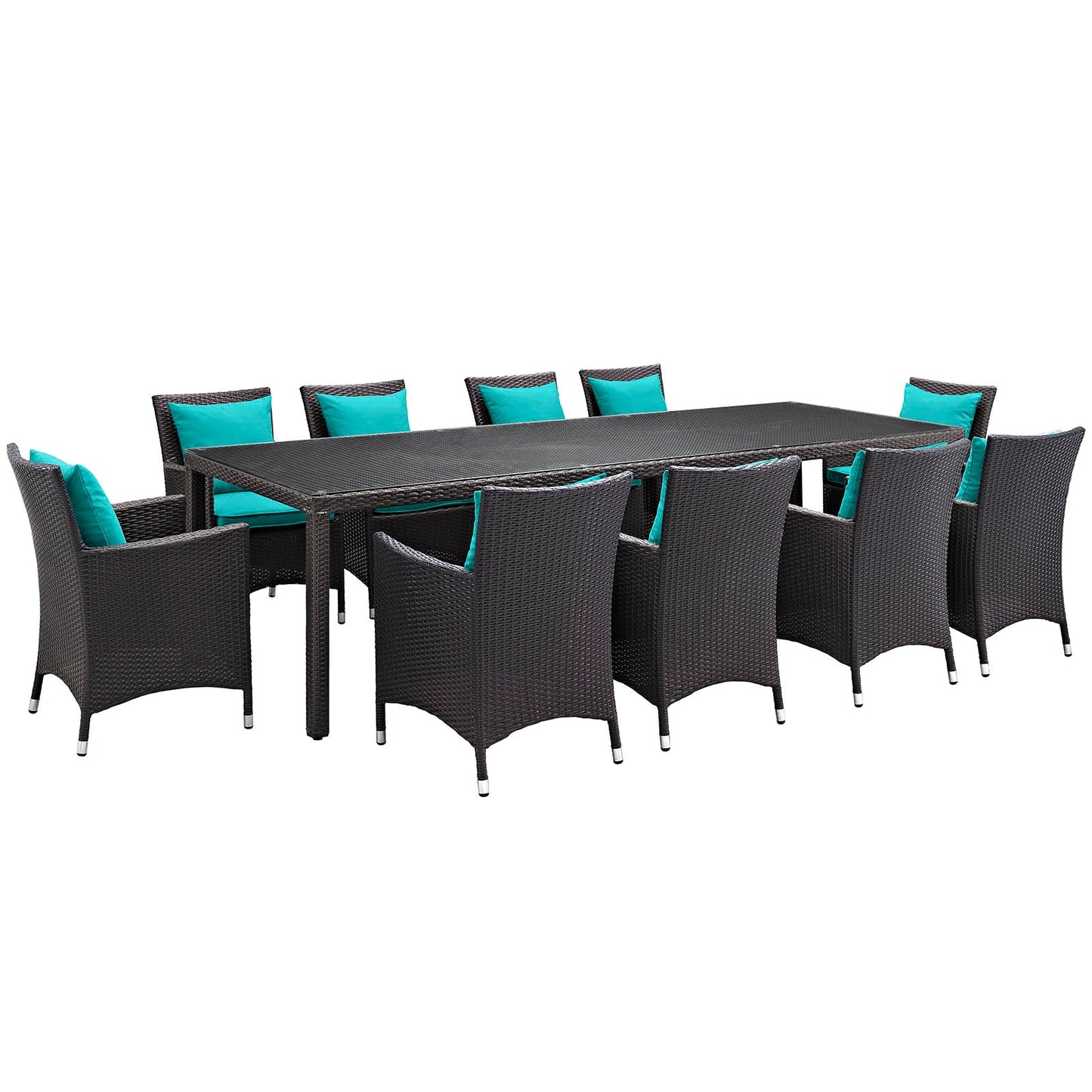 Modway Convene 11 Piece Outdoor Patio 114" Dining Set | Outdoor Dining Set |