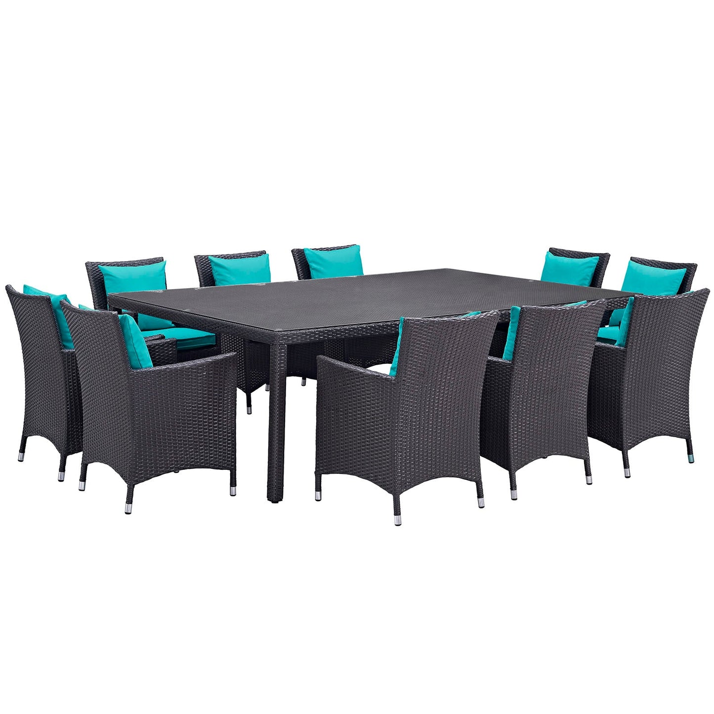 Modway Convene 11 Piece Outdoor Patio 90" Dining Set | Outdoor Dining Set |