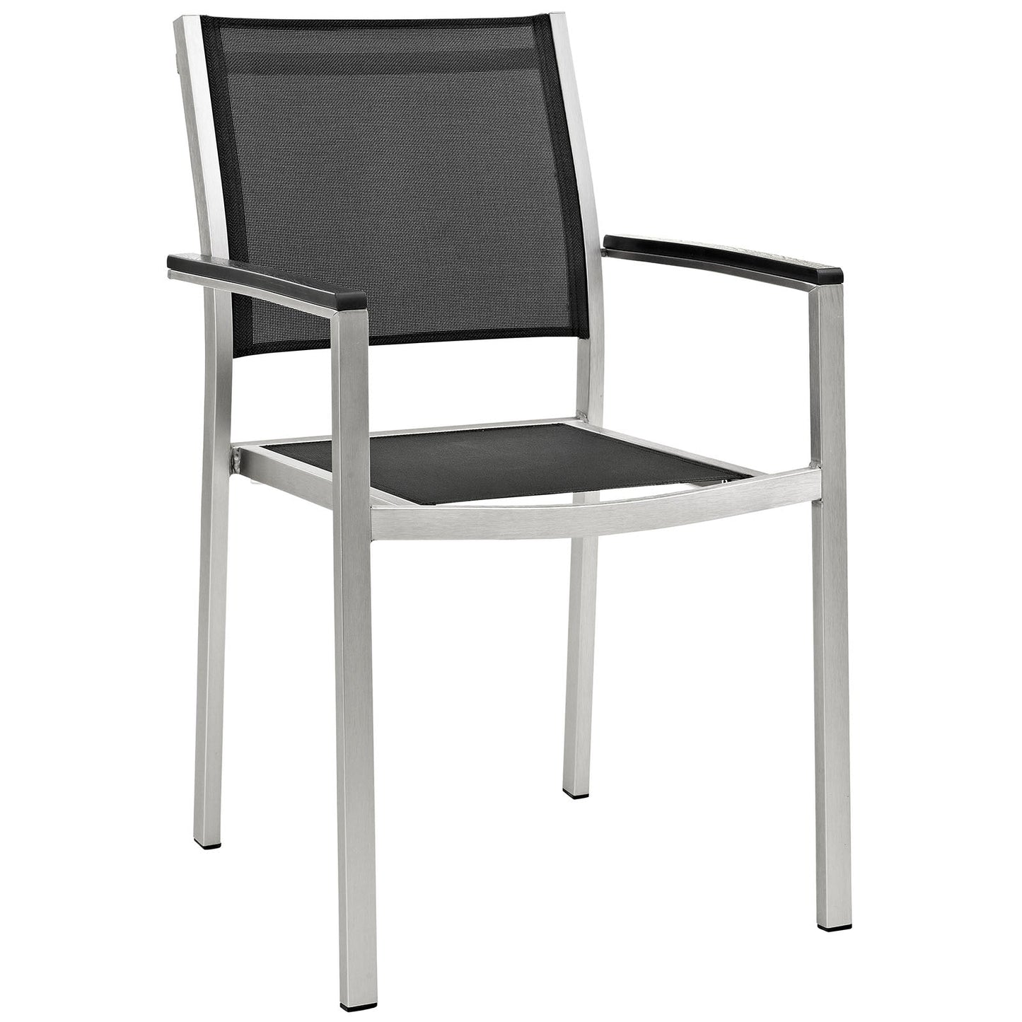 Modway Shore Outdoor Patio Aluminum Dining Chair - Silver Black | Dining Chairs | Modishstore-9