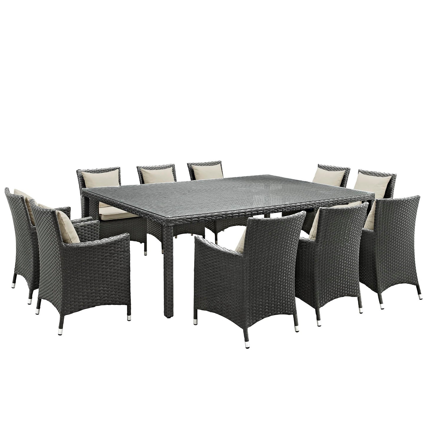 Sojourn 11 Piece Outdoor Patio Sunbrella® Dining Set By Modway - EEI-2311 | Outdoor Dining Sets | Modishstore