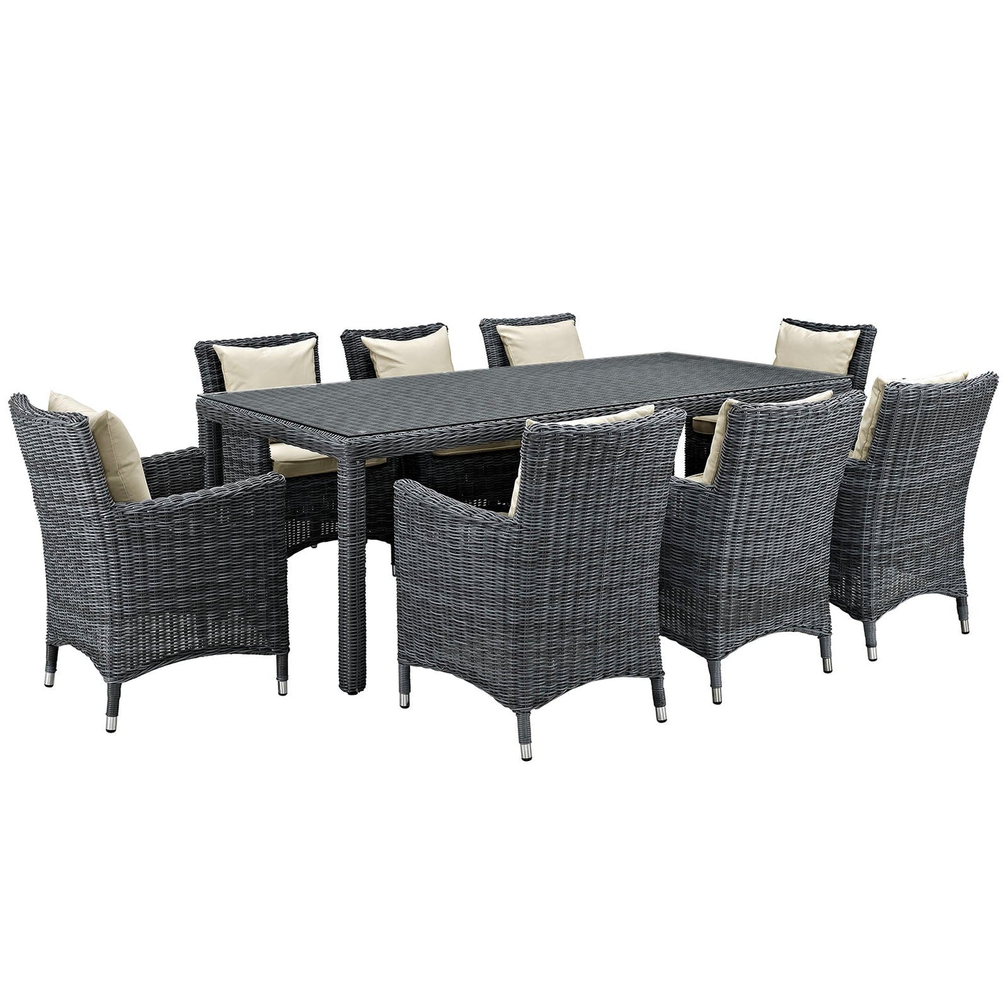 Summon 9 Piece Outdoor Patio Sunbrella® Dining Set By Modway - EEI-2331 | Outdoor Dining Sets | Modishstore