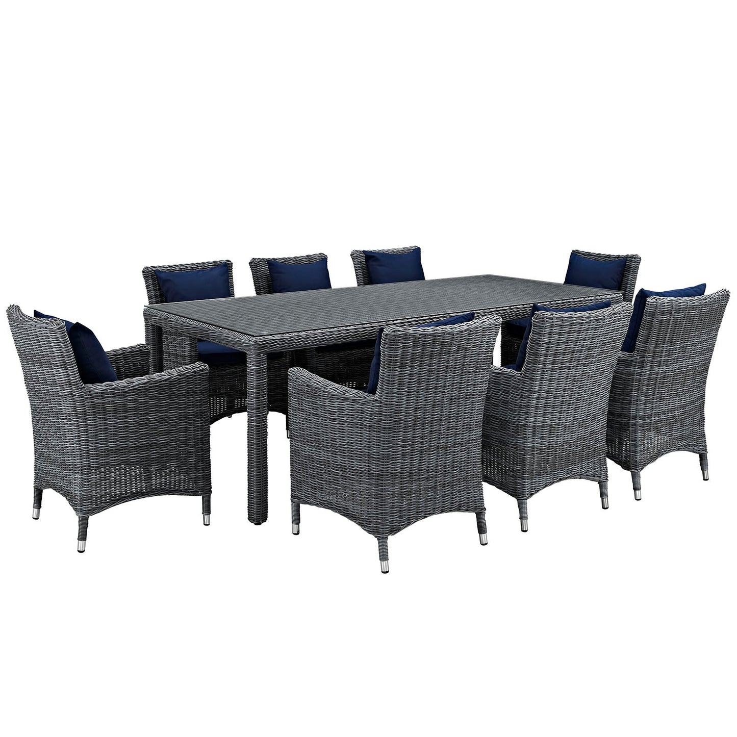 Summon 9 Piece Outdoor Patio Sunbrella® Dining Set By Modway - EEI-2331 | Outdoor Dining Sets | Modishstore - 3
