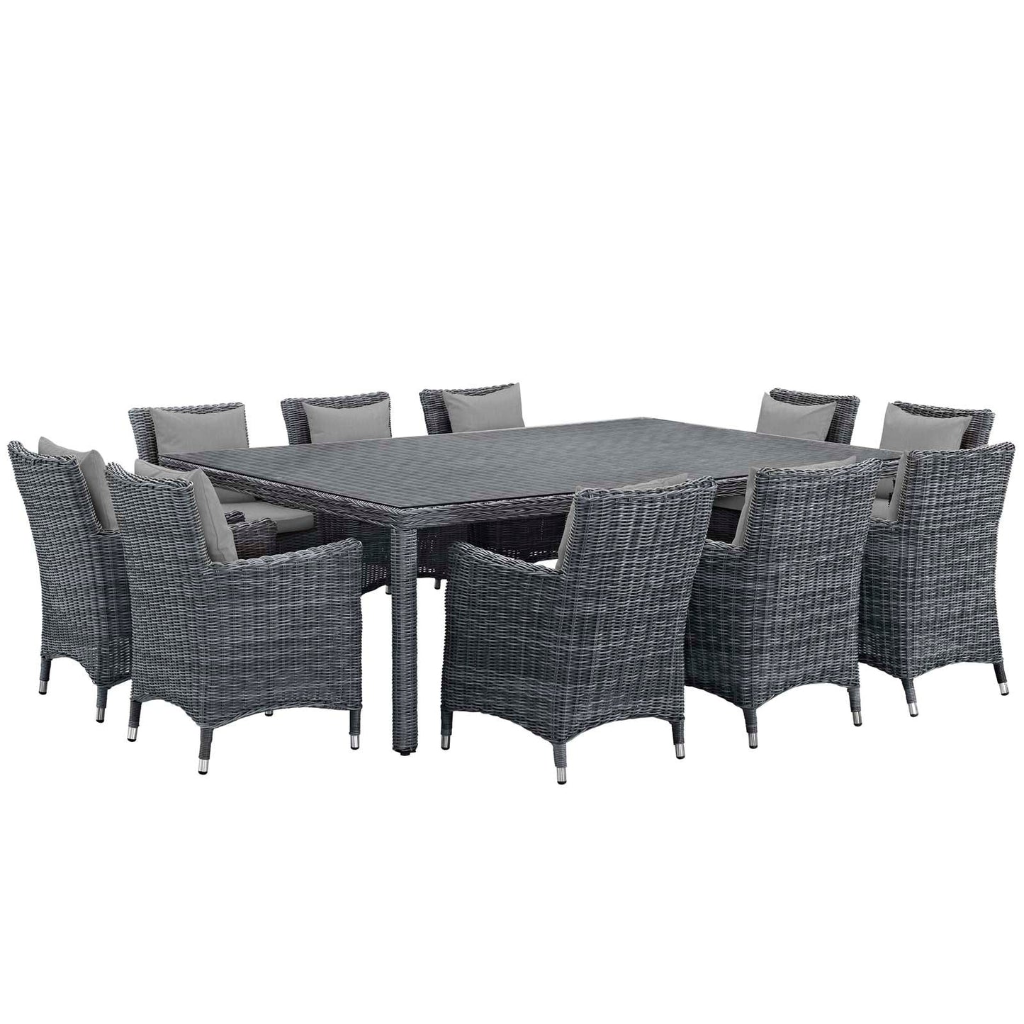 Modway Summon 11 Piece Outdoor Patio Sunbrella Dining Set - EEI-2333 | Dining Sets | Modishstore-32