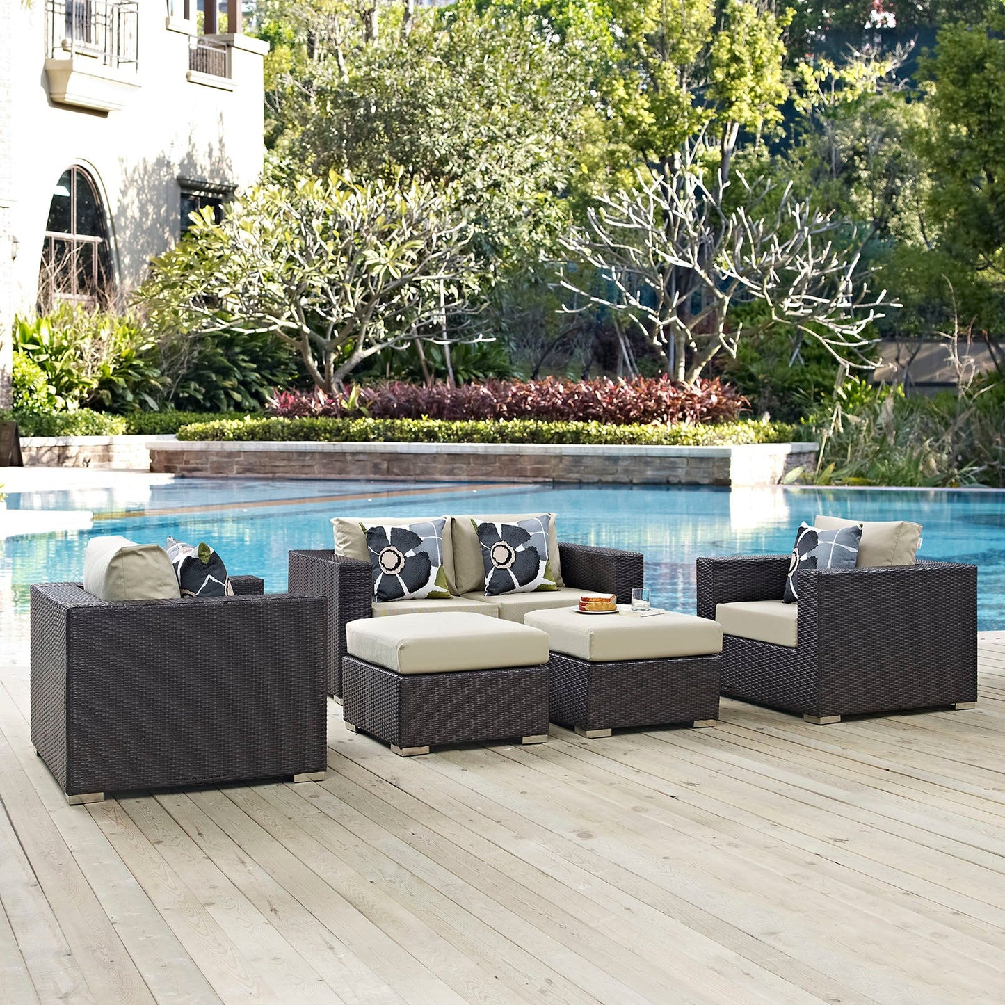 Convene 5 Piece Outdoor Patio Sofa Set By Modway - EEI-2351 | Outdoor Sofas, Loveseats & Sectionals