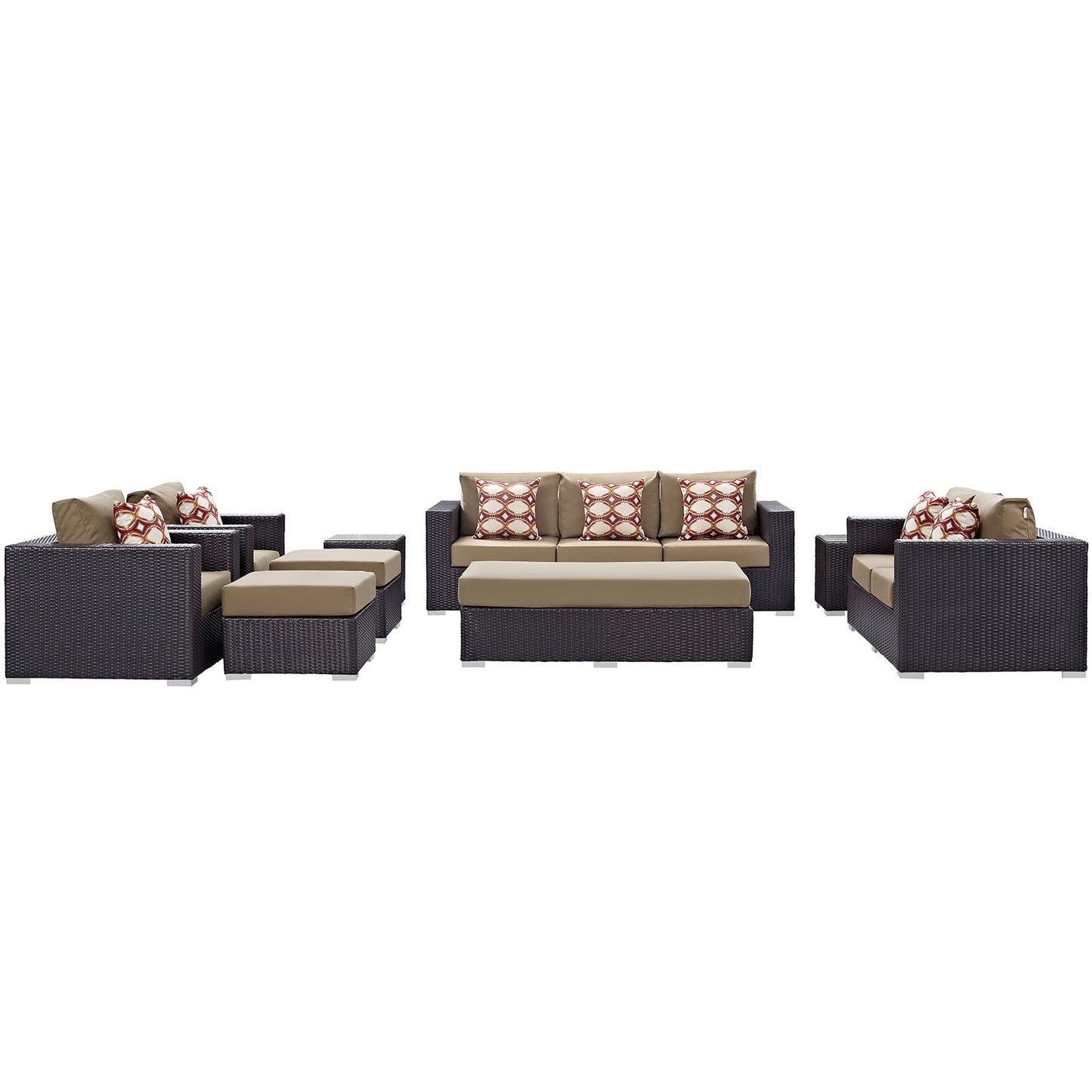 Modway Convene 9 Piece Outdoor Patio Sofa Set | Outdoor Sofas, Loveseats & Sectionals |