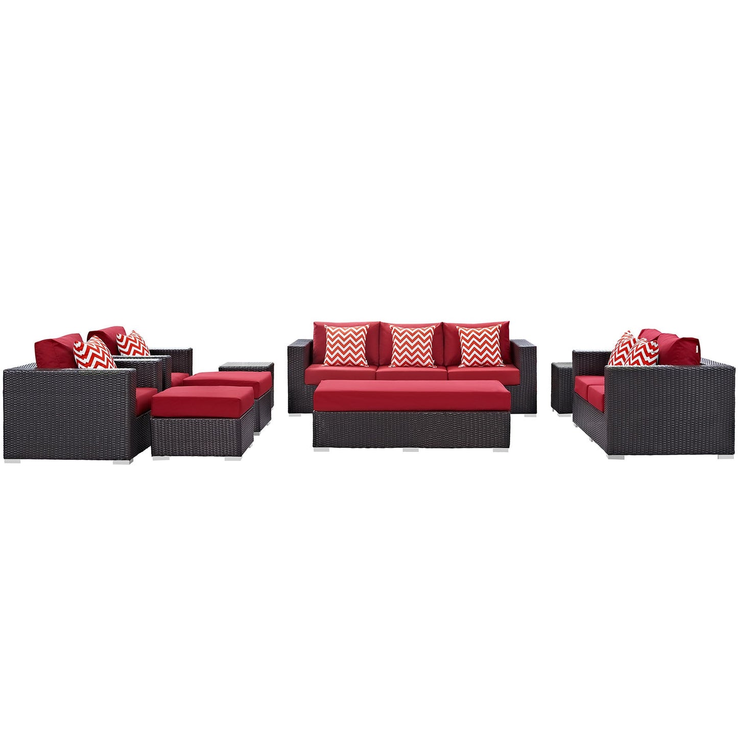 Modway Convene 9 Piece Outdoor Patio Sofa Set | Outdoor Sofas, Loveseats & Sectionals |
