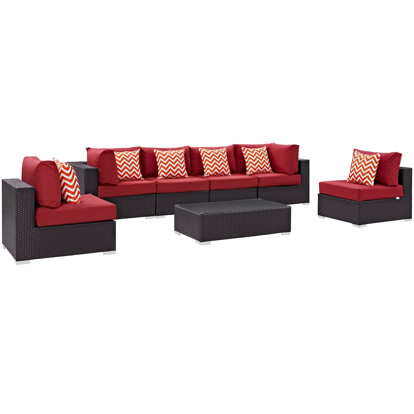 Modway Convene 7 Piece Outdoor Patio Sectional Set - EEI-2357 | Outdoor Sofas, Loveseats & Sectionals |