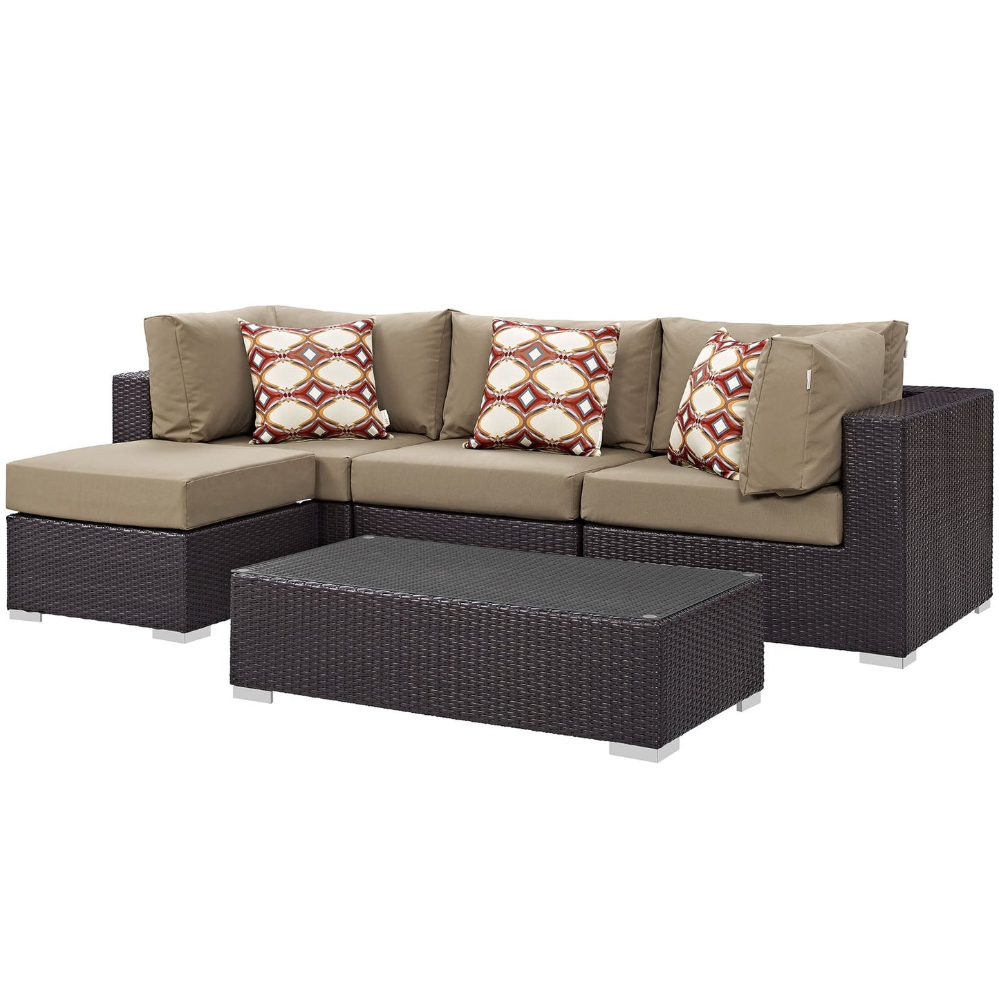 Modway Convene 5 Piece Outdoor Patio Sectional Set - EEI-2362 | Outdoor Sofas, Loveseats & Sectionals |