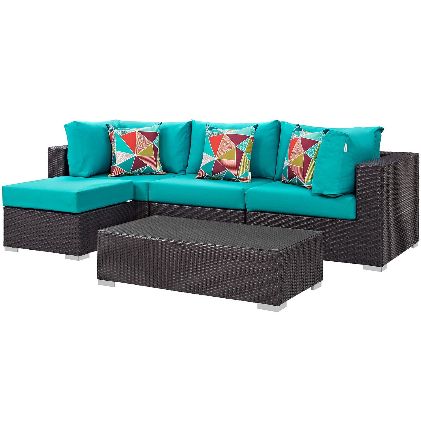 Modway Convene 5 Piece Outdoor Patio Sectional Set - EEI-2362 | Outdoor Sofas, Loveseats & Sectionals |