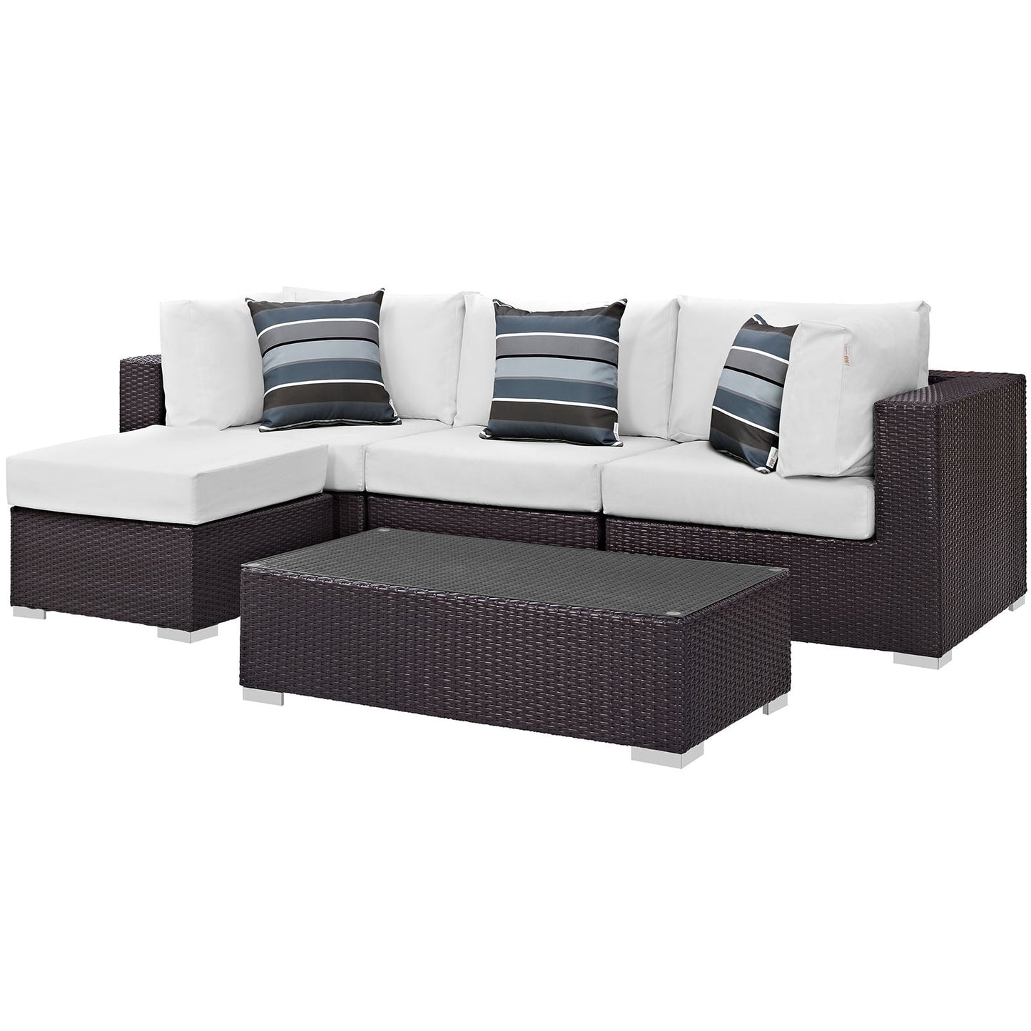 Modway Convene 5 Piece Outdoor Patio Sectional Set - EEI-2362 | Outdoor Sofas, Loveseats & Sectionals |