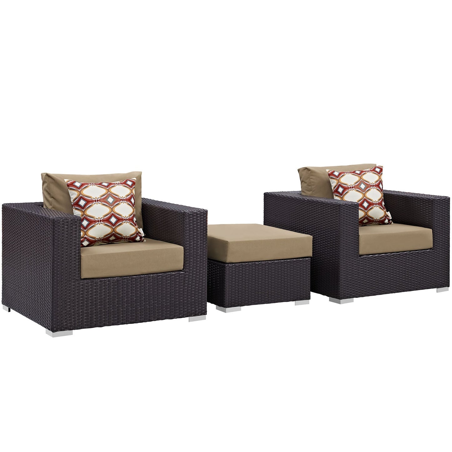 Modway Convene 3 Piece Outdoor Patio Ottoman & Armchair Set - EEI-2363 | Outdoor Sofas, Loveseats & Sectionals |