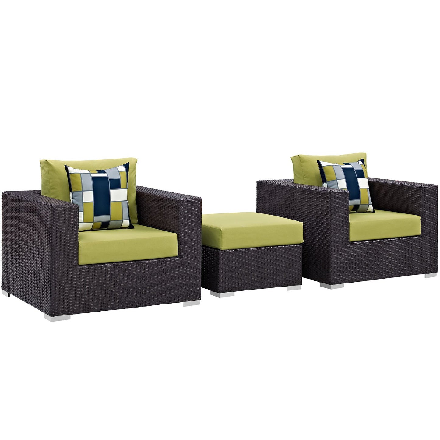 Modway Convene 3 Piece Outdoor Patio Ottoman & Armchair Set - EEI-2363 | Outdoor Sofas, Loveseats & Sectionals |