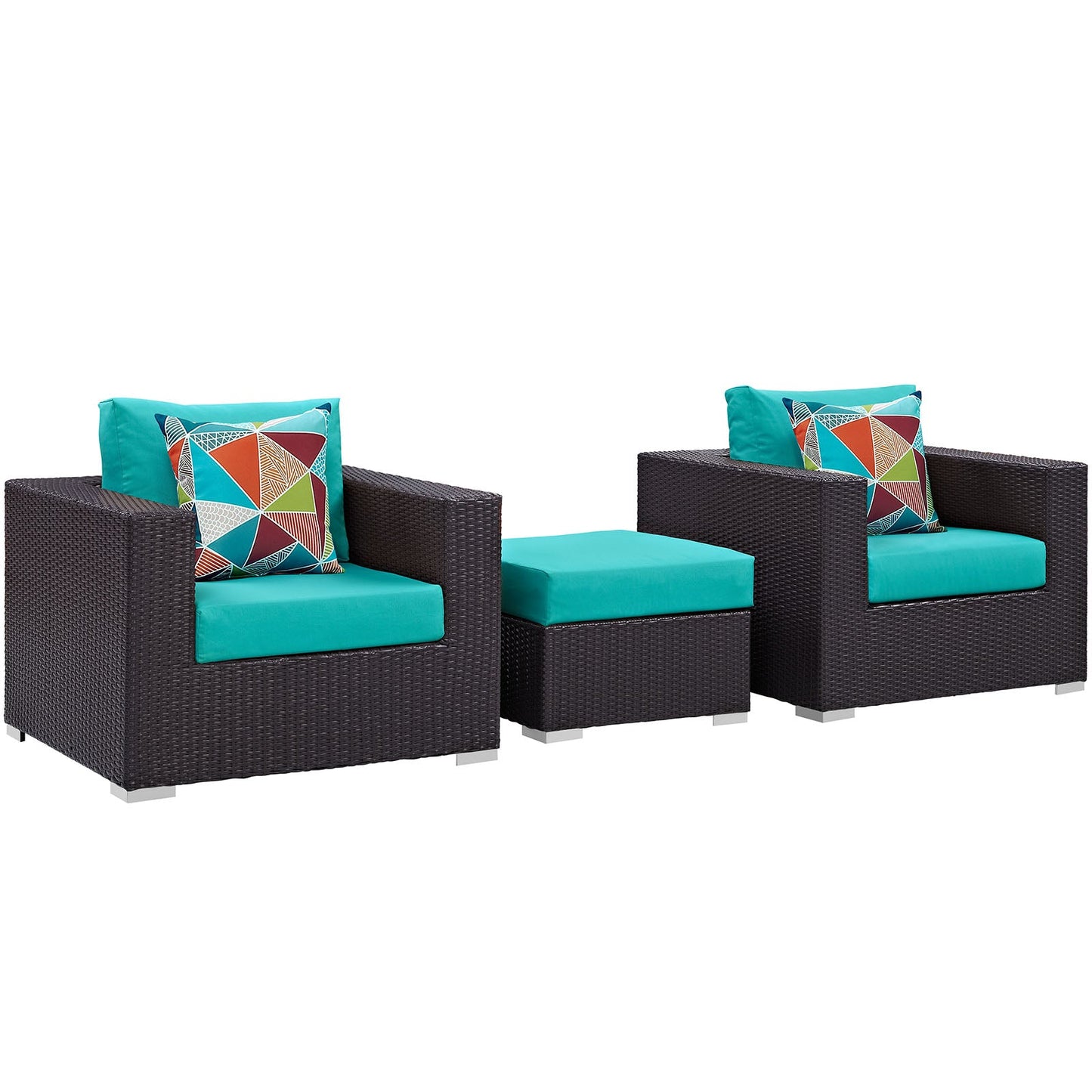 Modway Convene 3 Piece Outdoor Patio Ottoman & Armchair Set - EEI-2363 | Outdoor Sofas, Loveseats & Sectionals |