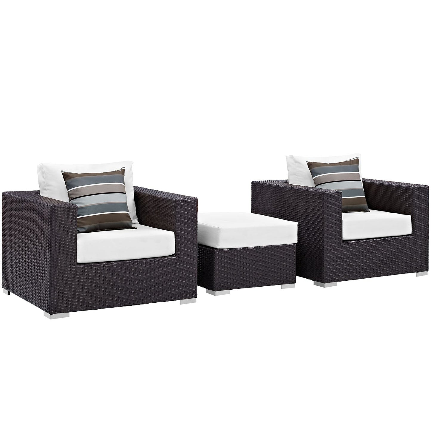Modway Convene 3 Piece Outdoor Patio Ottoman & Armchair Set - EEI-2363 | Outdoor Sofas, Loveseats & Sectionals |