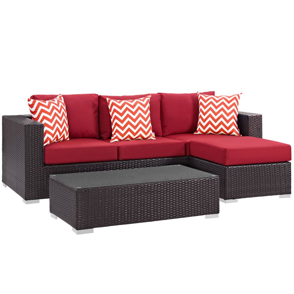 Modway Convene 3 Piece Outdoor Patio Sofa Set | Outdoor Sofas, Loveseats & Sectionals |