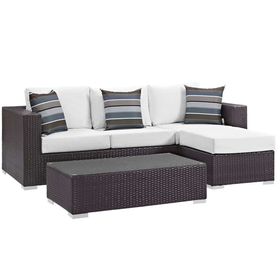 Modway Convene 3 Piece Outdoor Patio Sofa Set | Outdoor Sofas, Loveseats & Sectionals |