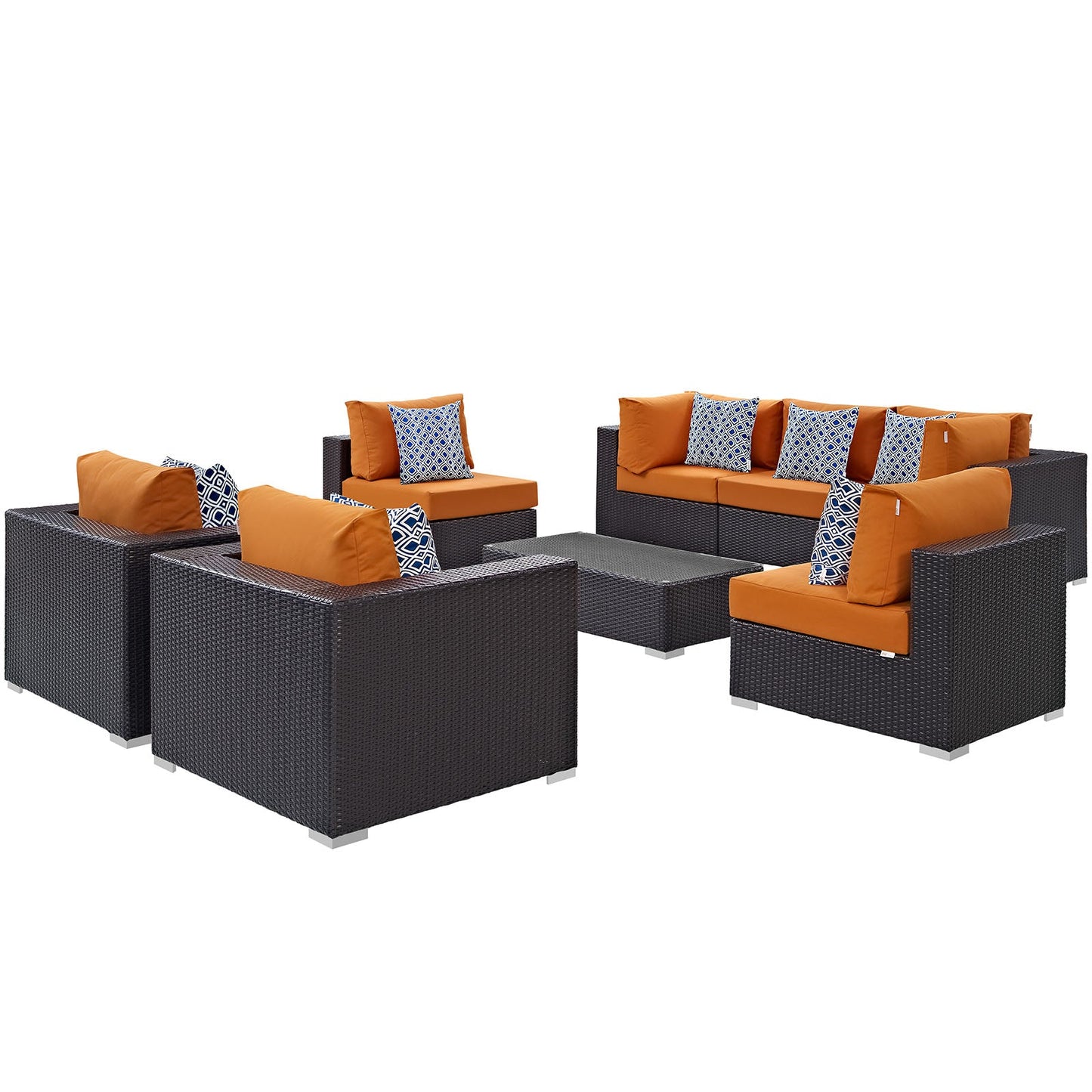 Modway Convene 8 Piece Outdoor Patio Sectional Set - EEI-2368 | Outdoor Sofas, Loveseats & Sectionals |