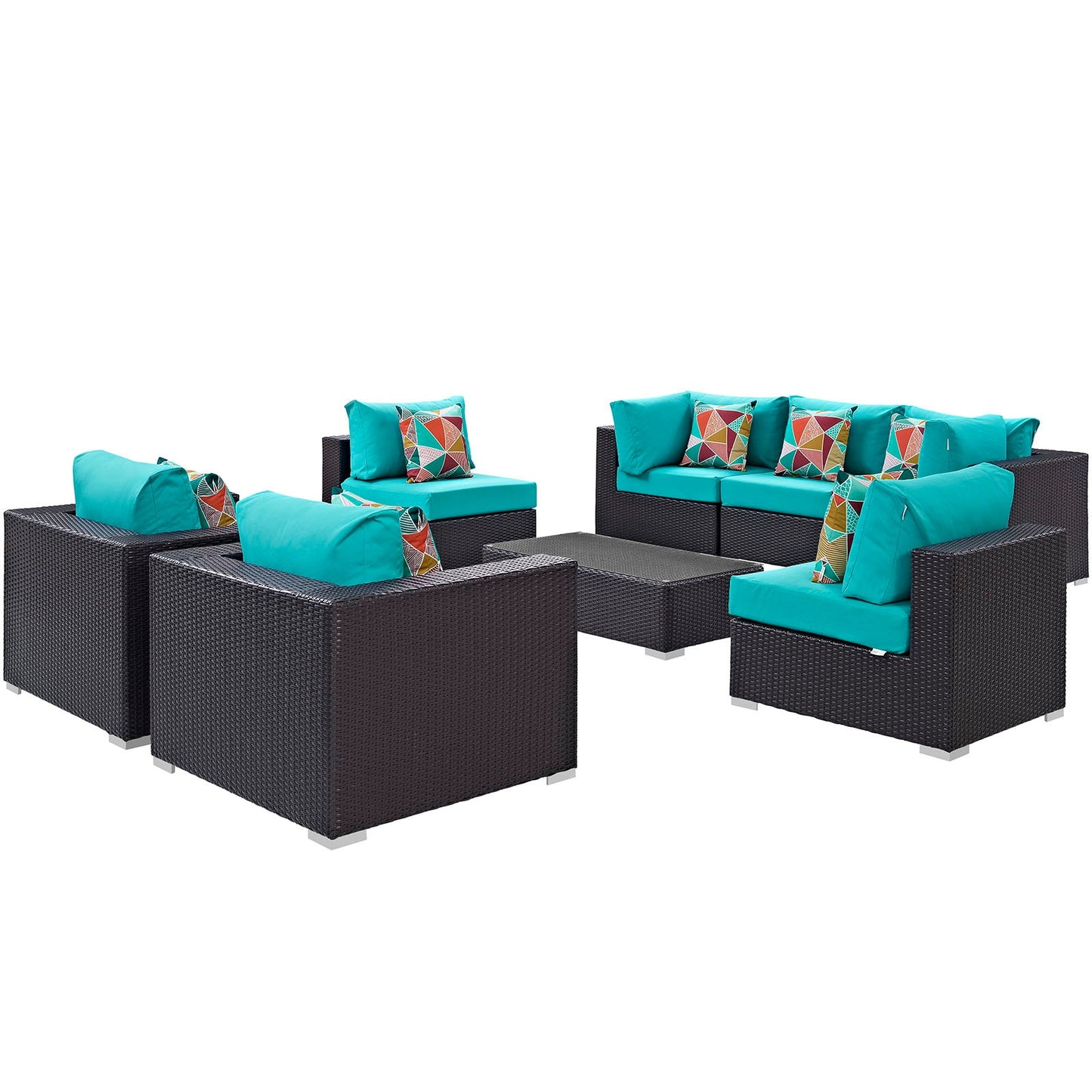Modway Convene 8 Piece Outdoor Patio Sectional Set - EEI-2368 | Outdoor Sofas, Loveseats & Sectionals |