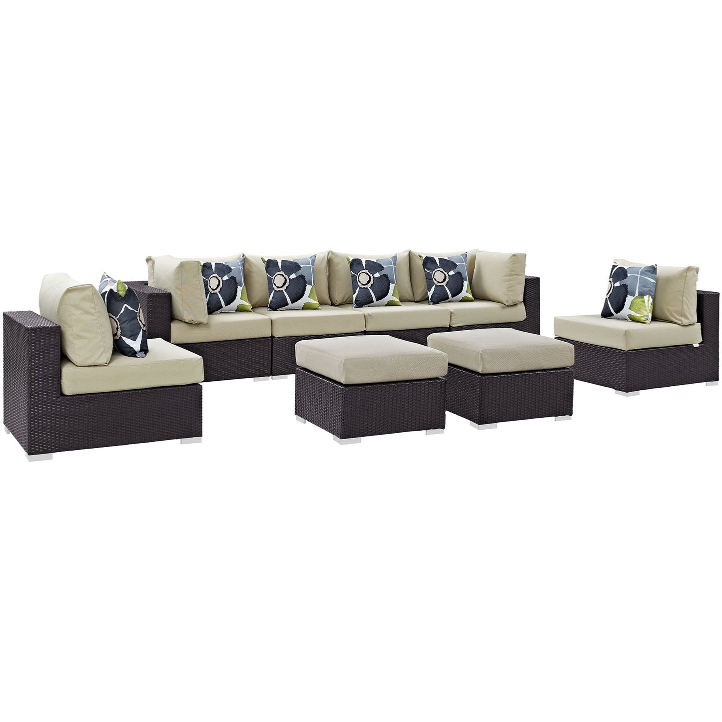 Convene 8 Piece Outdoor Patio Sectional Set By Modway - EEI-2369 | Outdoor Sofas, Loveseats & Sectionals