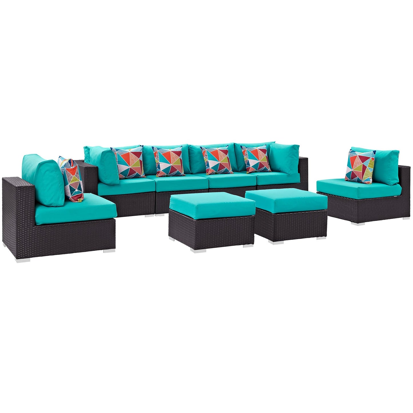 Convene 8 Piece Outdoor Patio Sectional Set By Modway - EEI-2369 | Outdoor Sofas, Loveseats & Sectionals - 5