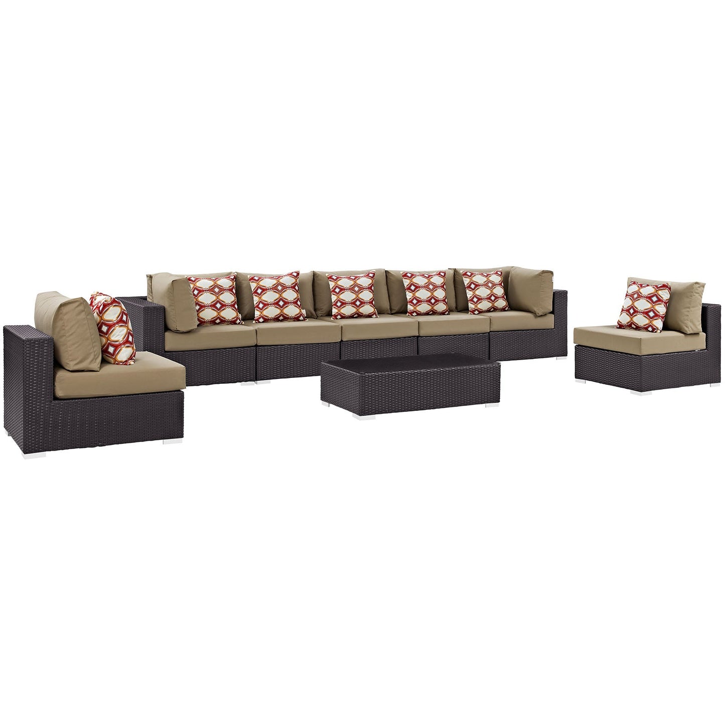 Modway Convene 8 Piece Outdoor Patio Sectional Set - EEI-2370 | Outdoor Sofas, Loveseats & Sectionals |