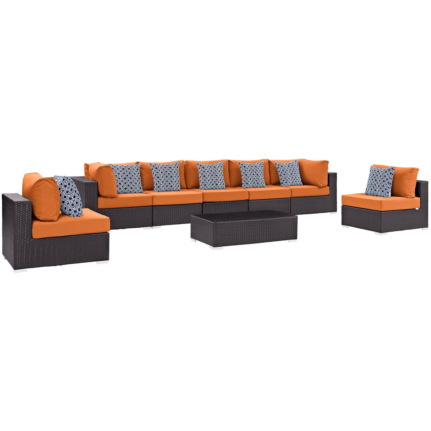 Modway Convene 8 Piece Outdoor Patio Sectional Set - EEI-2370 | Outdoor Sofas, Loveseats & Sectionals |