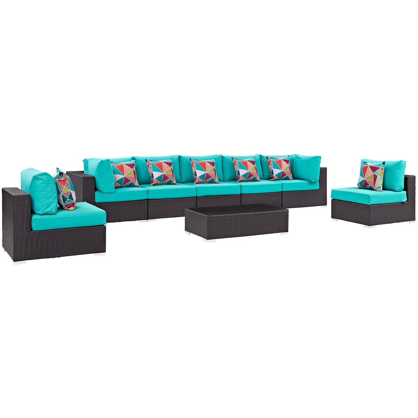 Modway Convene 8 Piece Outdoor Patio Sectional Set - EEI-2370 | Outdoor Sofas, Loveseats & Sectionals |