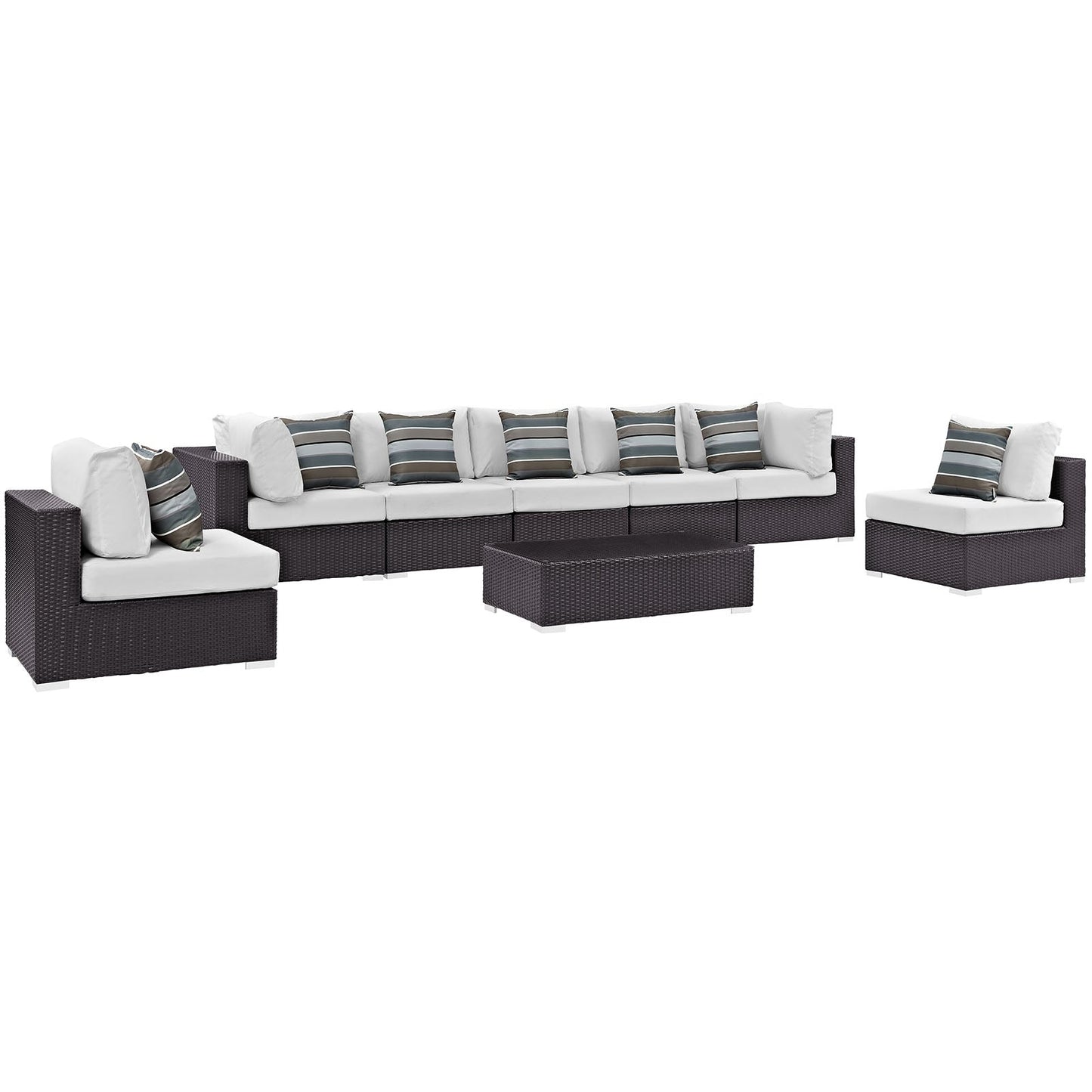 Modway Convene 8 Piece Outdoor Patio Sectional Set - EEI-2370 | Outdoor Sofas, Loveseats & Sectionals |