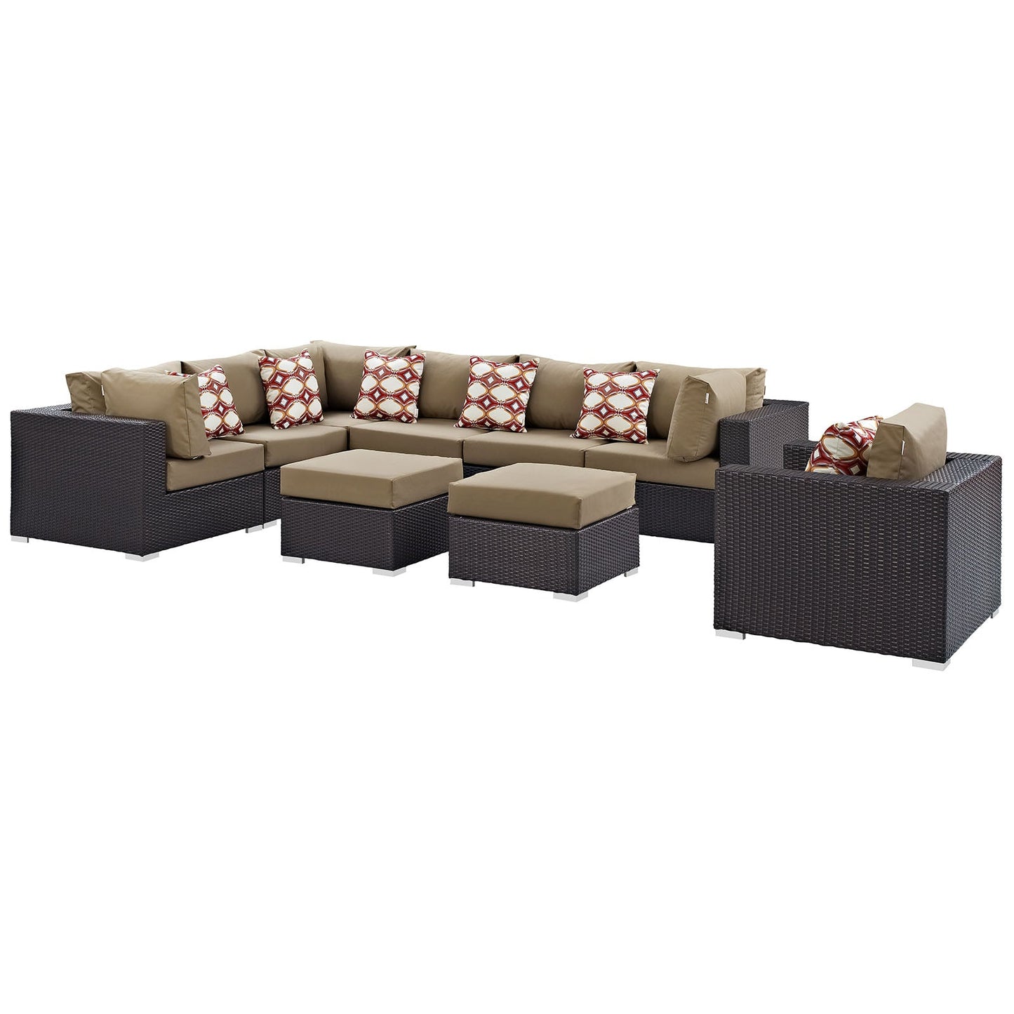 Convene 9 Piece Outdoor Patio Sectional Set By Modway - EEI-2373 | Outdoor Sofas, Loveseats & Sectionals - 2