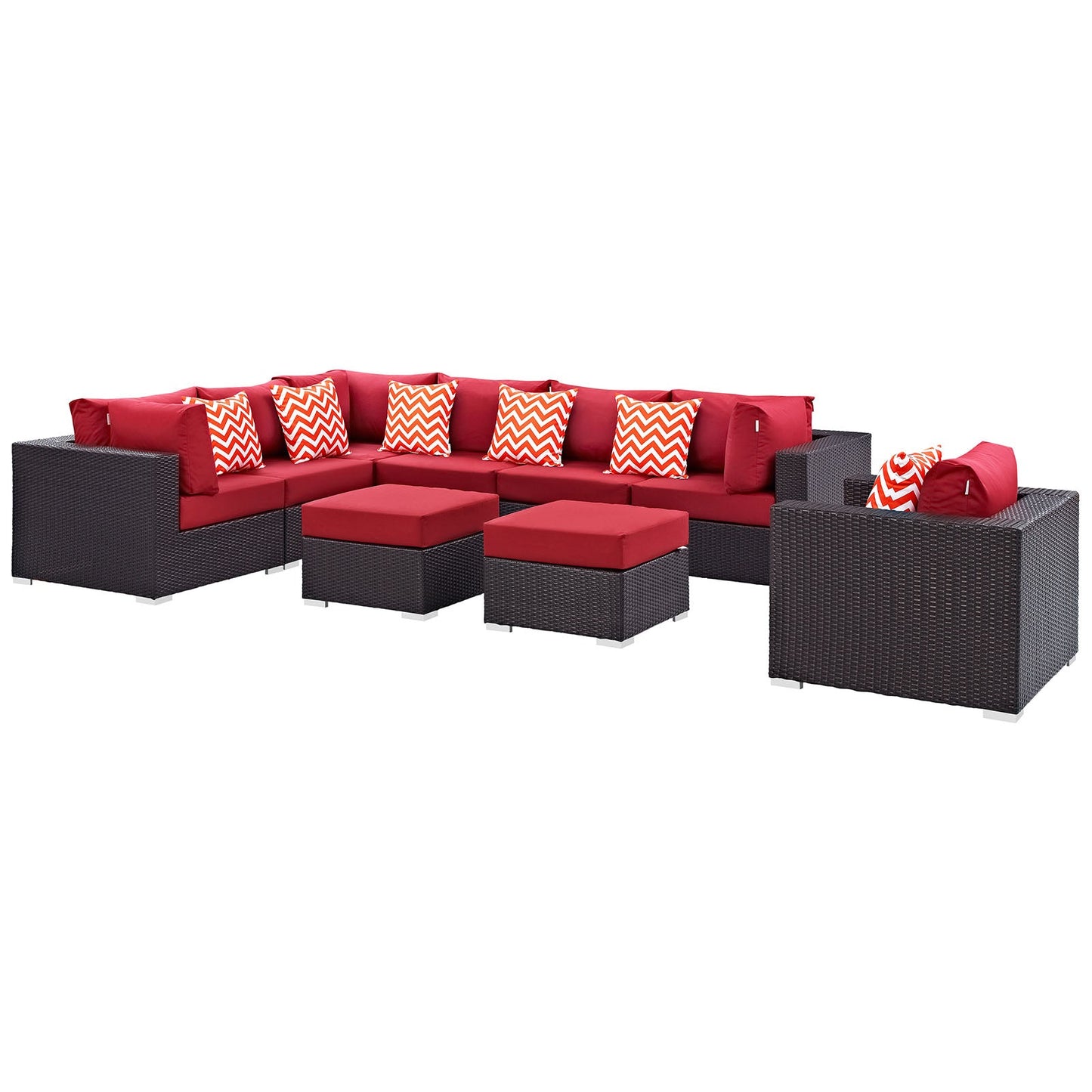 Convene 9 Piece Outdoor Patio Sectional Set By Modway - EEI-2373 | Outdoor Sofas, Loveseats & Sectionals - 4