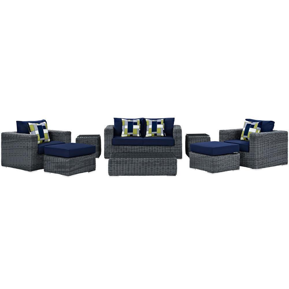 Modway Summon 8 Piece Outdoor Patio Sunbrella Sectional Set | Outdoor Sofas, Loveseats & Sectionals | Modishstore