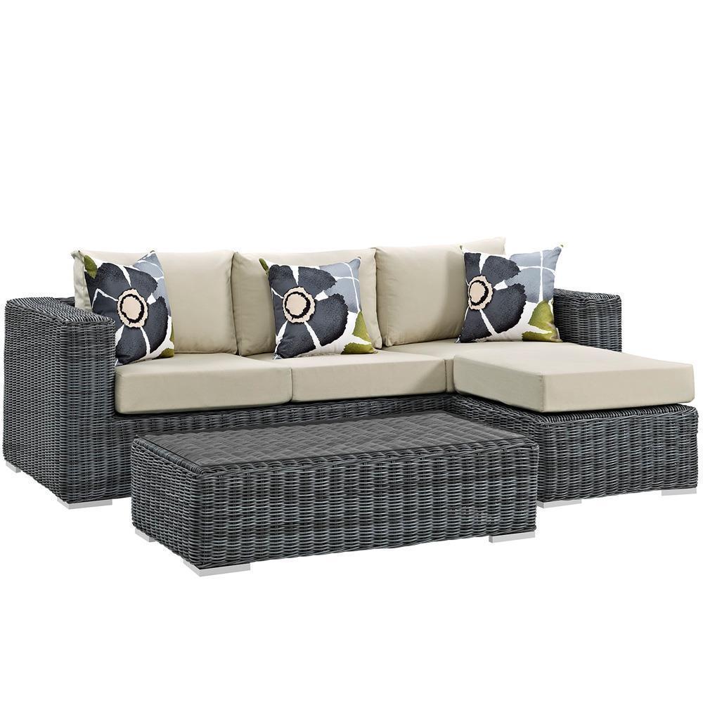 Modway Summon 3 Piece Outdoor Patio Sunbrella Sectional Set - EEI-2397 | Outdoor Sofas, Loveseats & Sectionals | Modishstore-2