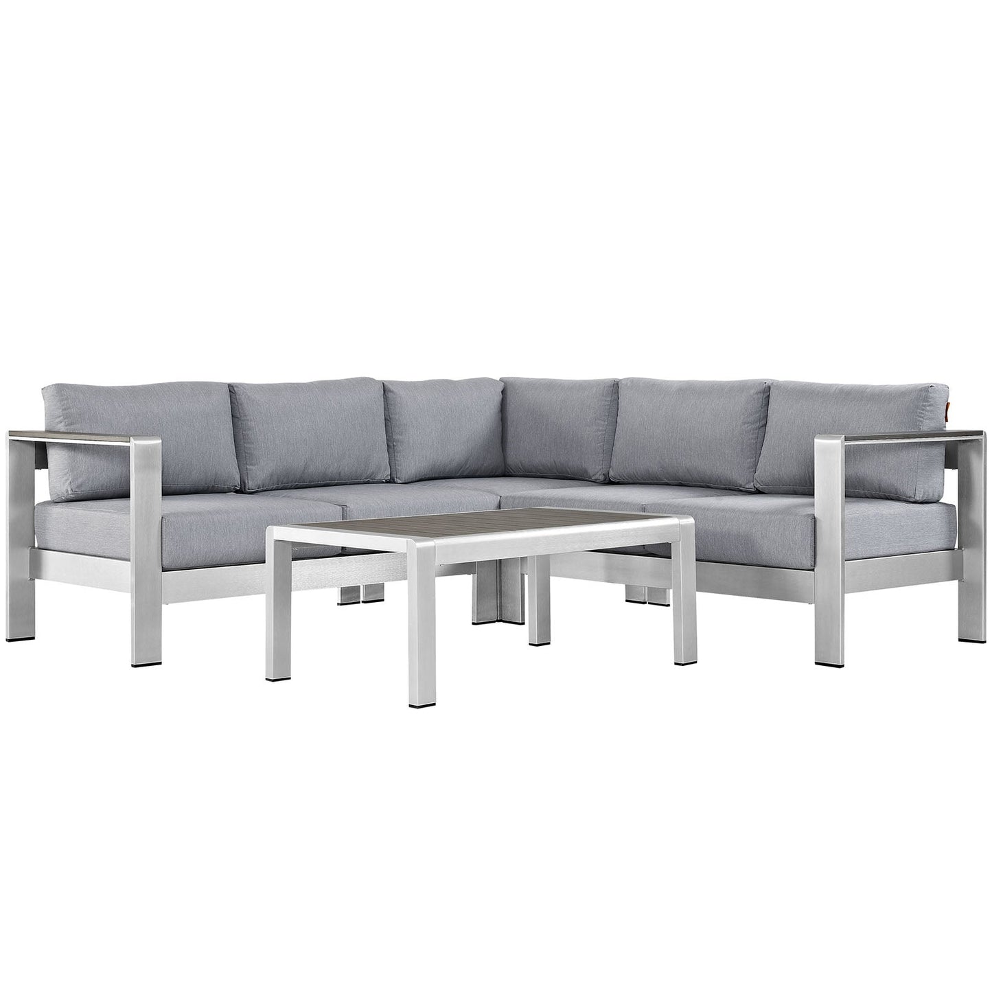 Modway EEI-2559 Shore 4 Piece Outdoor Patio Aluminum Sectional Sofa Set | Outdoor Sofas, Loveseats & Sectionals |