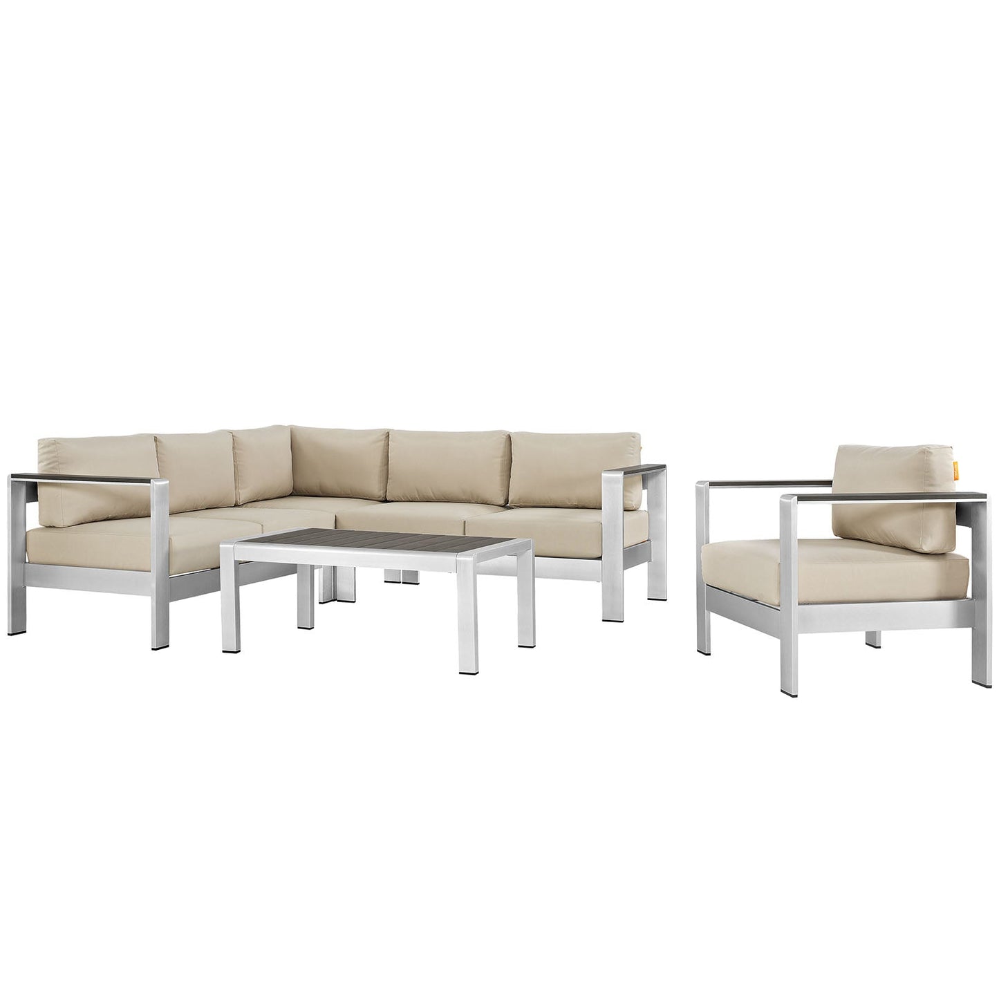 Modway EEI-2560 Shore 5 Piece Outdoor Patio Aluminum Sectional Sofa Set | Outdoor Sofas, Loveseats & Sectionals |