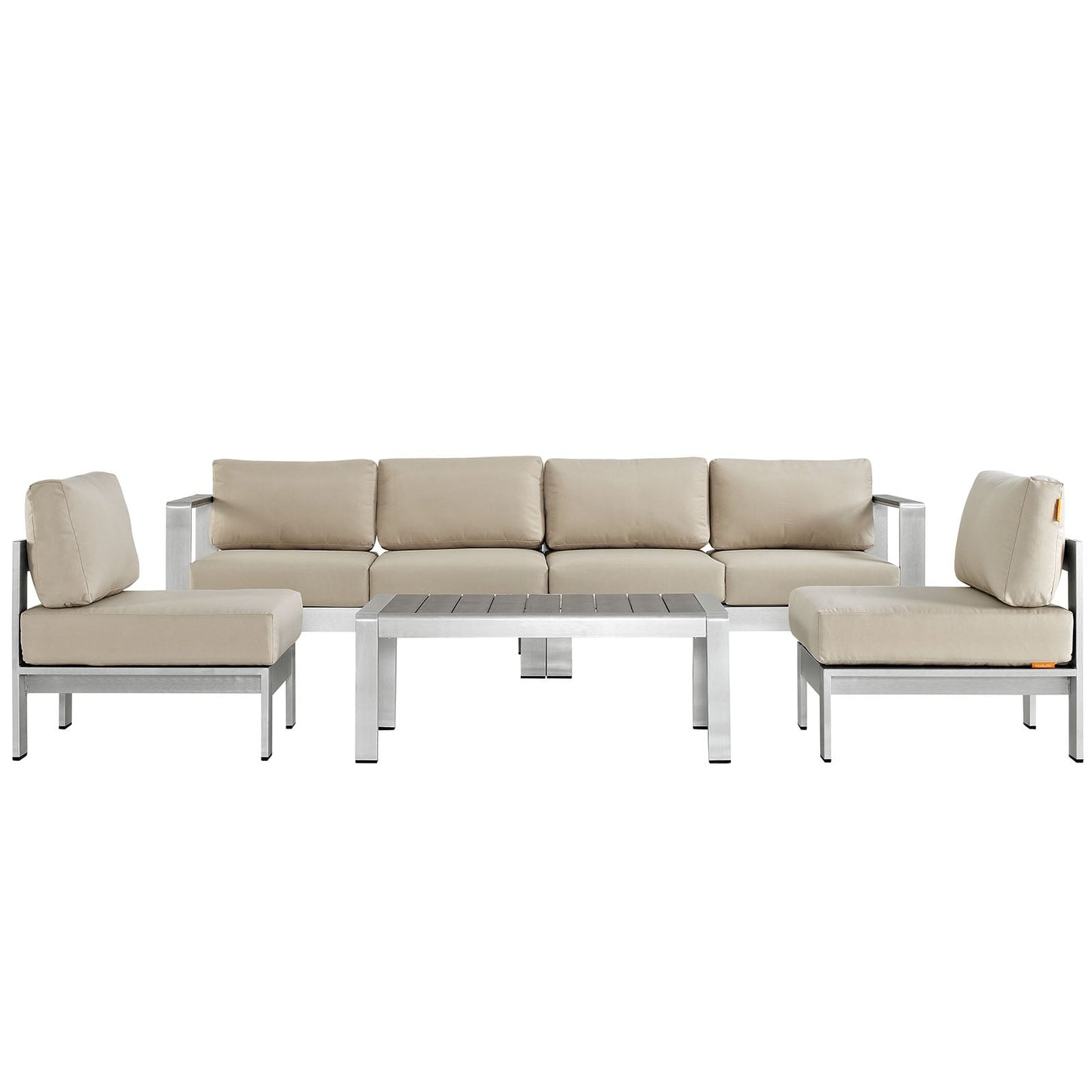 Modway EEI-2564 Shore 5 Piece Outdoor Patio Aluminum Sectional Sofa Set | Outdoor Sofas, Loveseats & Sectionals |