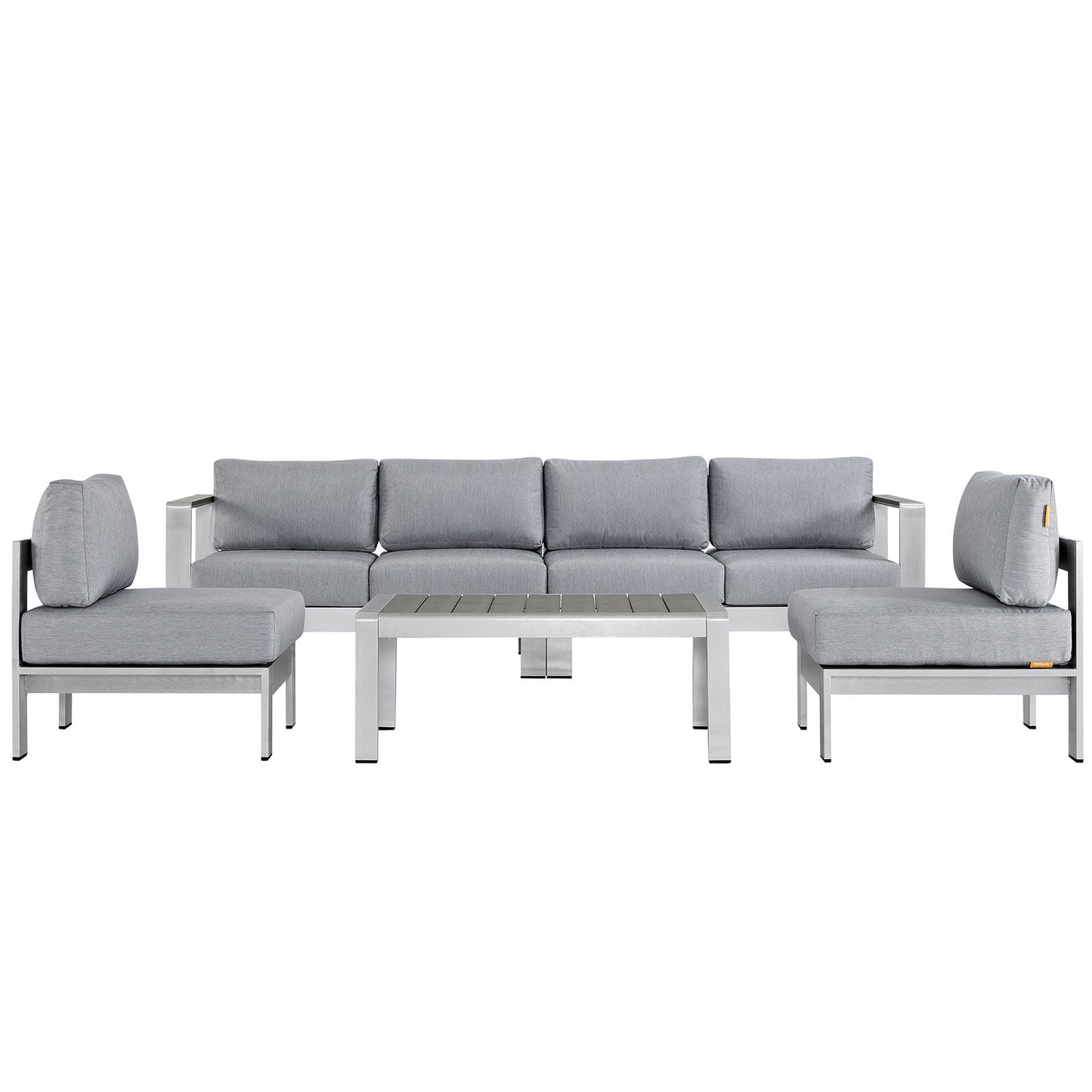 Modway EEI-2564 Shore 5 Piece Outdoor Patio Aluminum Sectional Sofa Set | Outdoor Sofas, Loveseats & Sectionals |