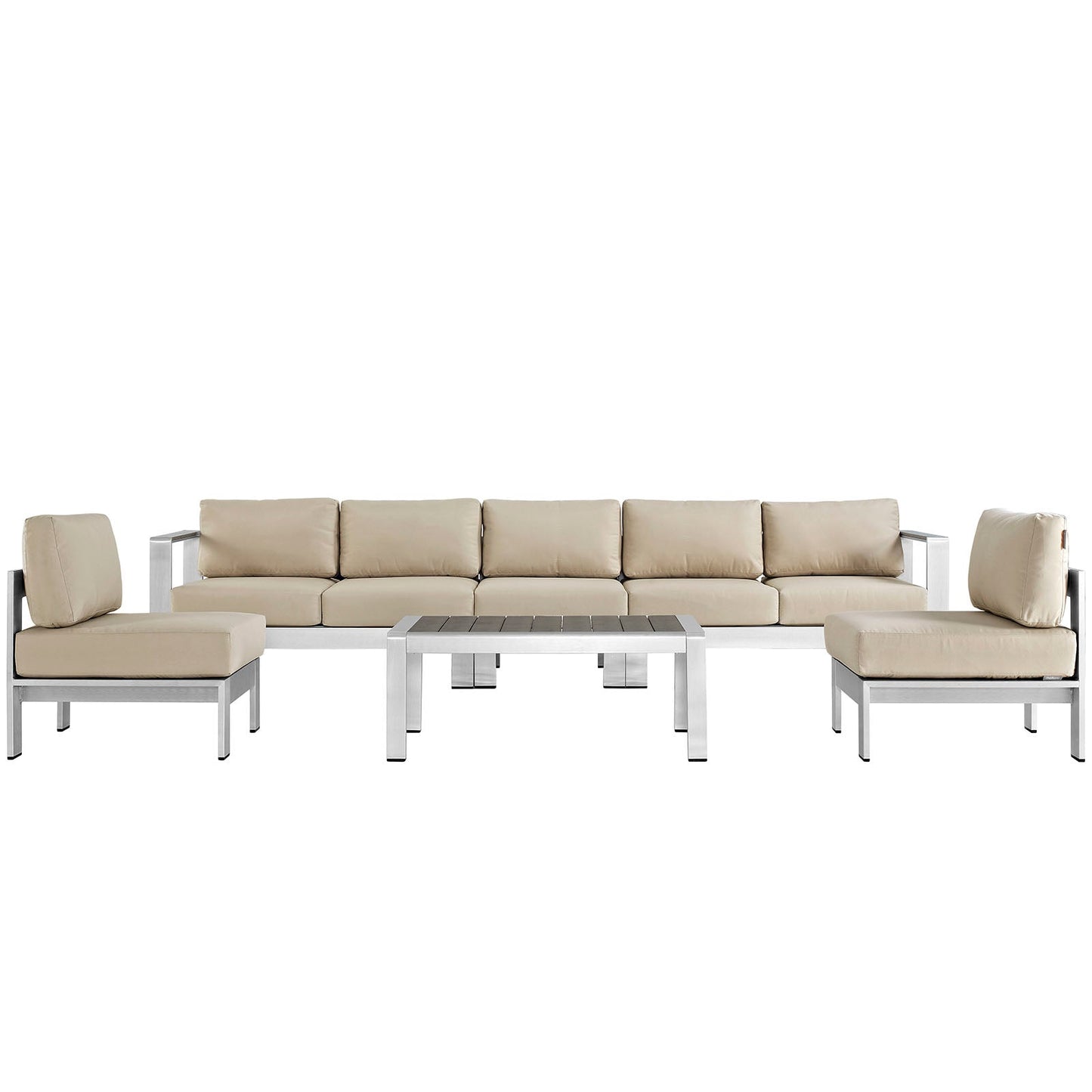 Modway EEI-2565 Shore 6 Piece Outdoor Patio Aluminum Sectional Sofa Set | Outdoor Sofas, Loveseats & Sectionals |